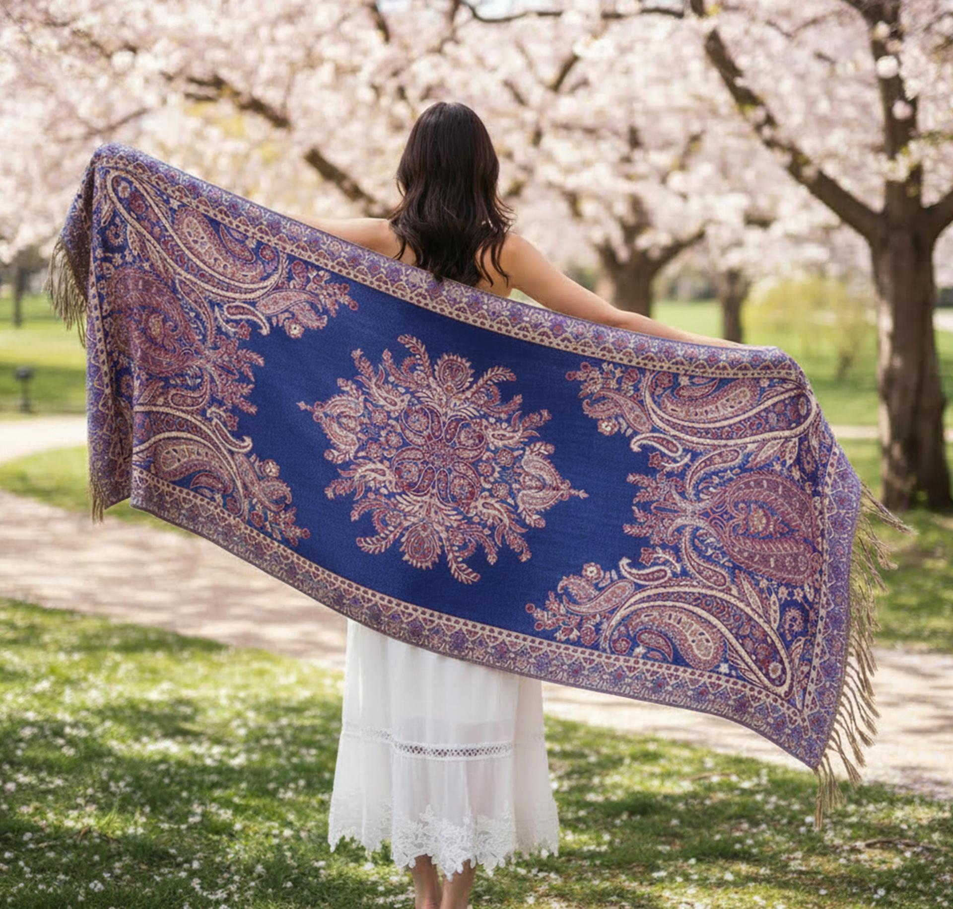 Pashmina Shawl & Scarf for Women, Jacquard Brocade, Shawl, Sarong or Head Wraps