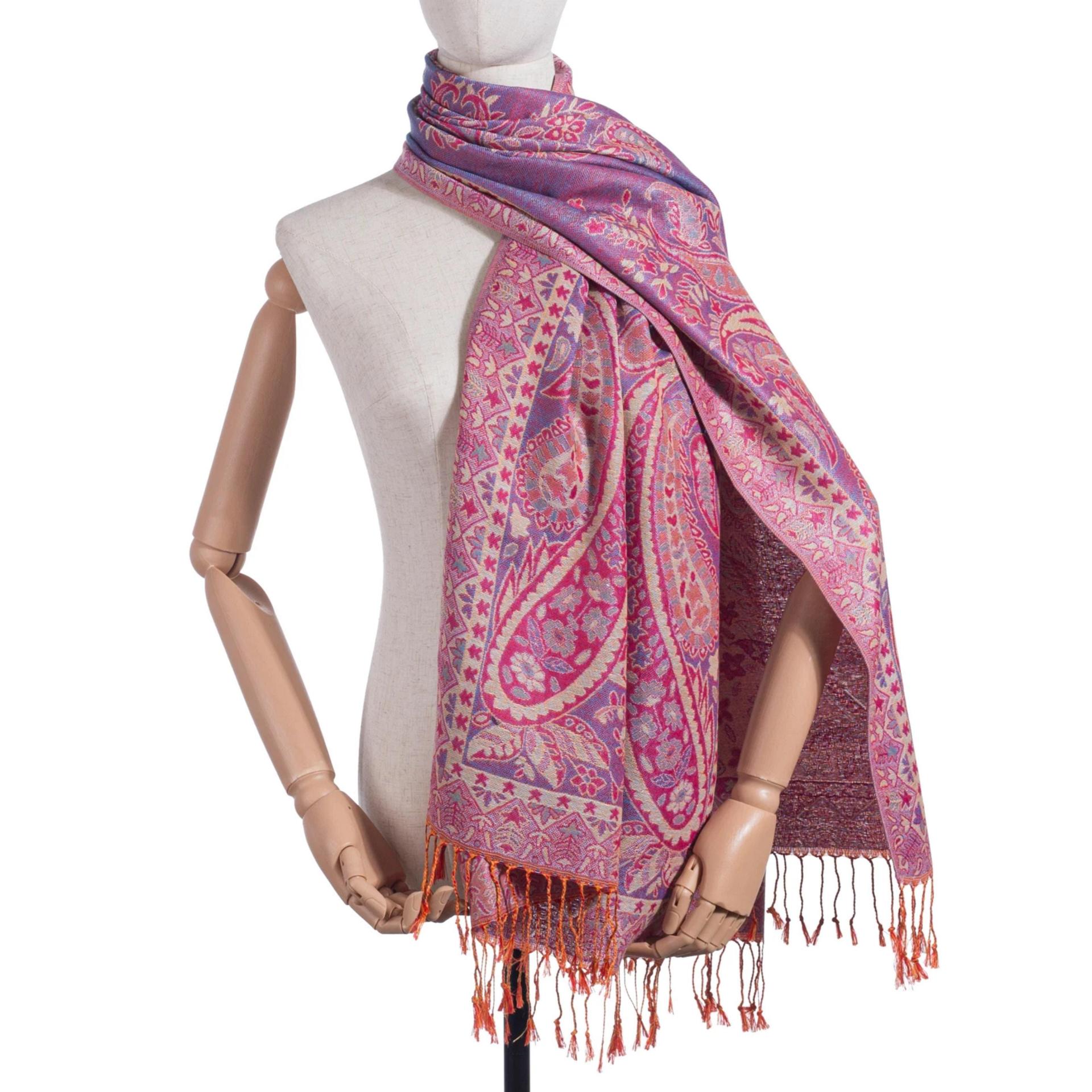 Soft Pashmina Shawl & Scarf for Women, Jacquard Brocade, Lightweight Blanket Shawl