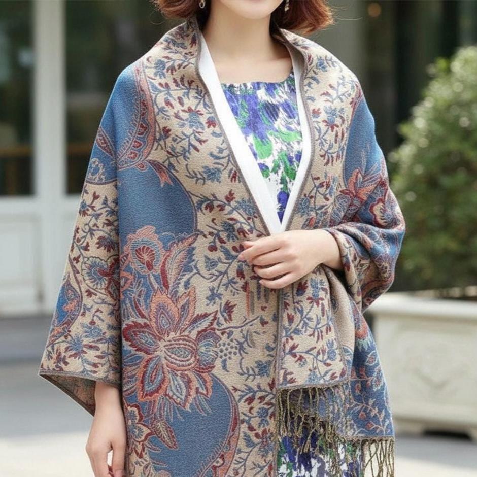 Shiny Pashmina Shawl & Scarf for Women, Jacquard Brocade, Head Wraps