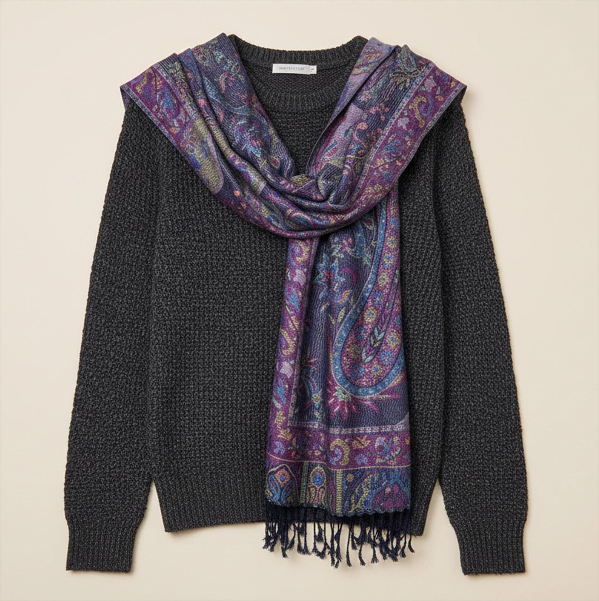 Reversible Soft Pashmina Shawl & Scarf for Women, Jacquard Brocade, Shawl, Sarong or Head Wraps