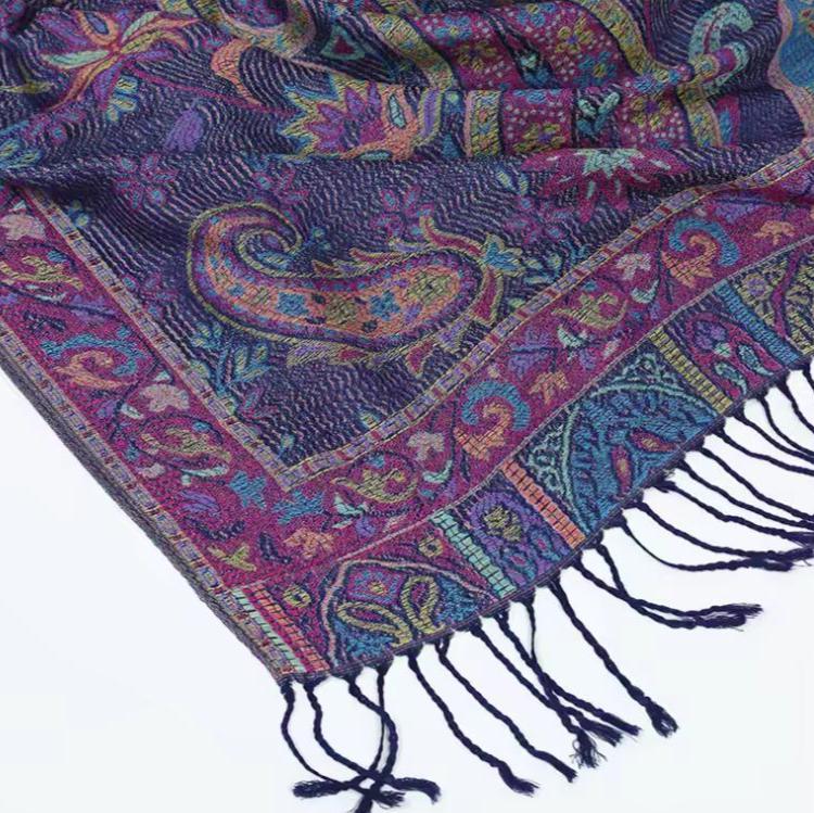 Reversible Soft Pashmina Shawl & Scarf for Women, Jacquard Brocade, Shawl, Sarong or Head Wraps