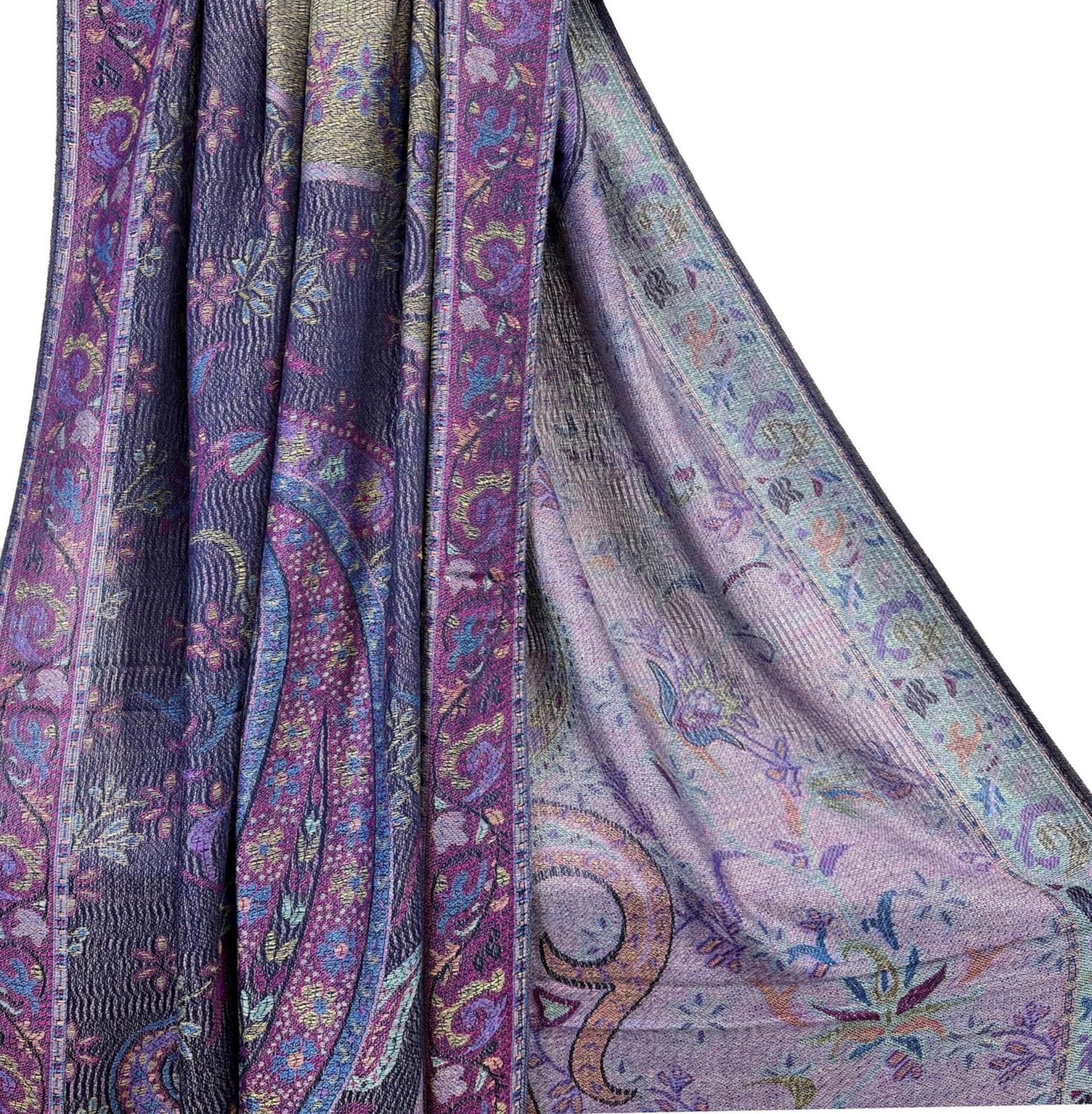 Reversible Soft Pashmina Shawl & Scarf for Women, Jacquard Brocade, Shawl, Sarong or Head Wraps