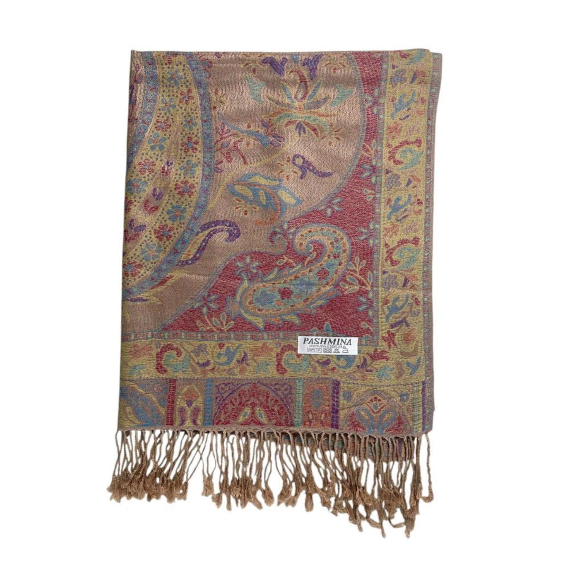 Reversible Soft Pashmina Shawl & Scarf for Women, Jacquard Brocade, Shawl, Sarong or Head Wraps