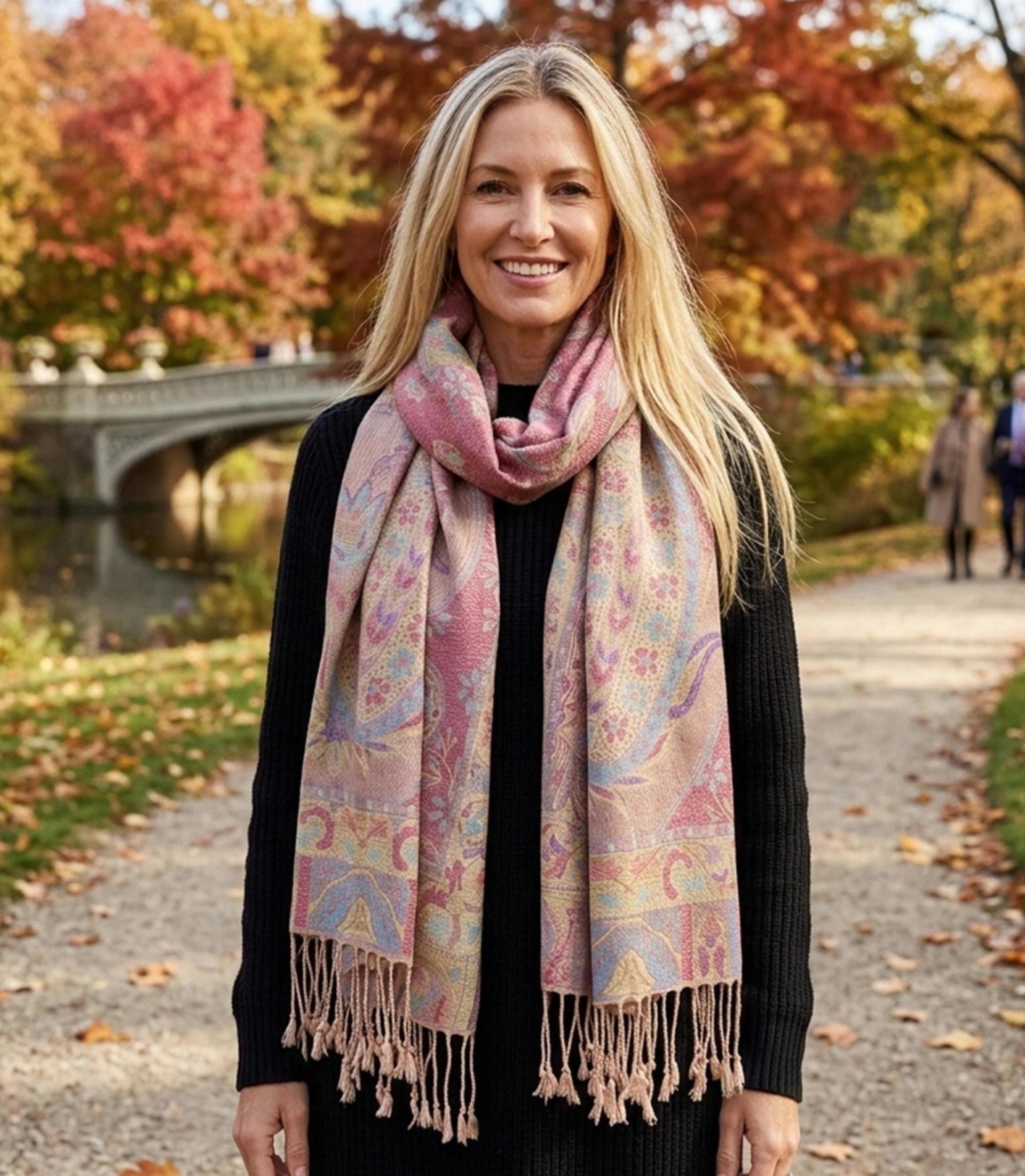 Reversible Soft Pashmina Shawl & Scarf for Women, Jacquard Brocade, Shawl, Sarong or Head Wraps