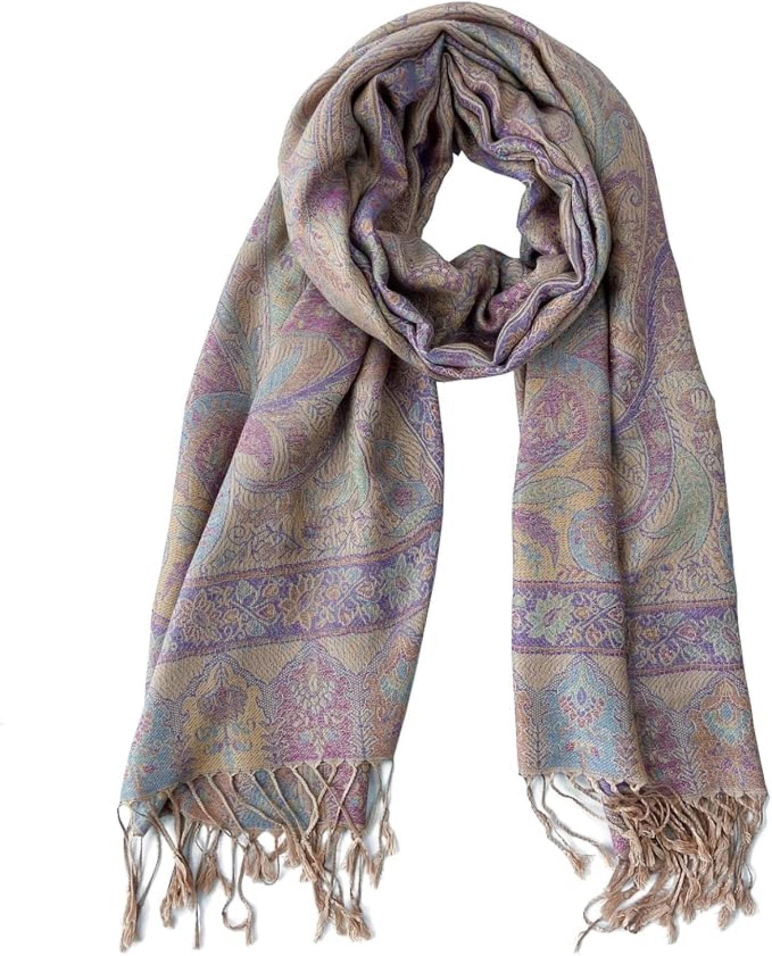 Soft Pashmina Shawl & Scarf for Women, Jacquard Brocade, Shawl, Sarong or Head Wraps