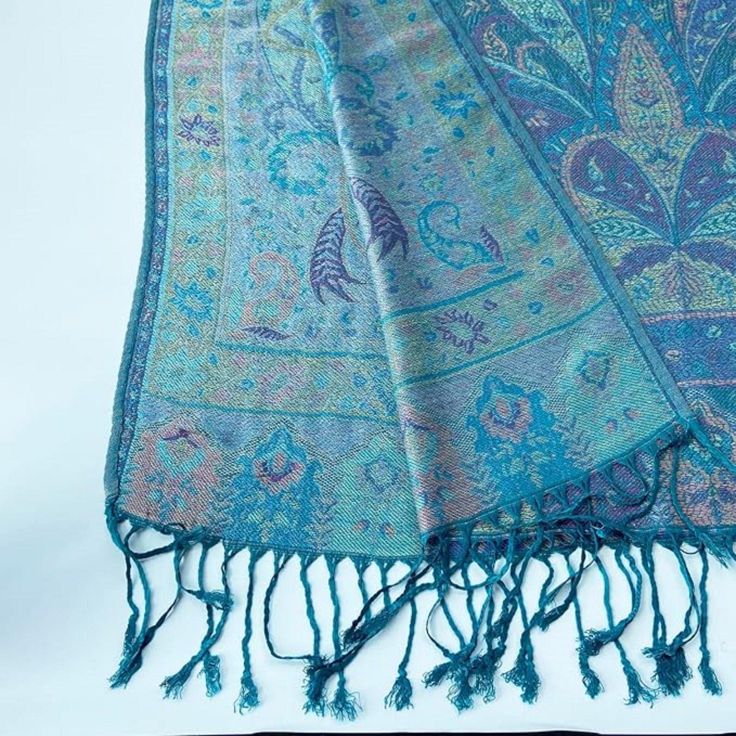 Reversible Soft Pashmina Shawl & Scarf for Women, Jacquard Brocade, Shawl, Sarong or Head Wraps
