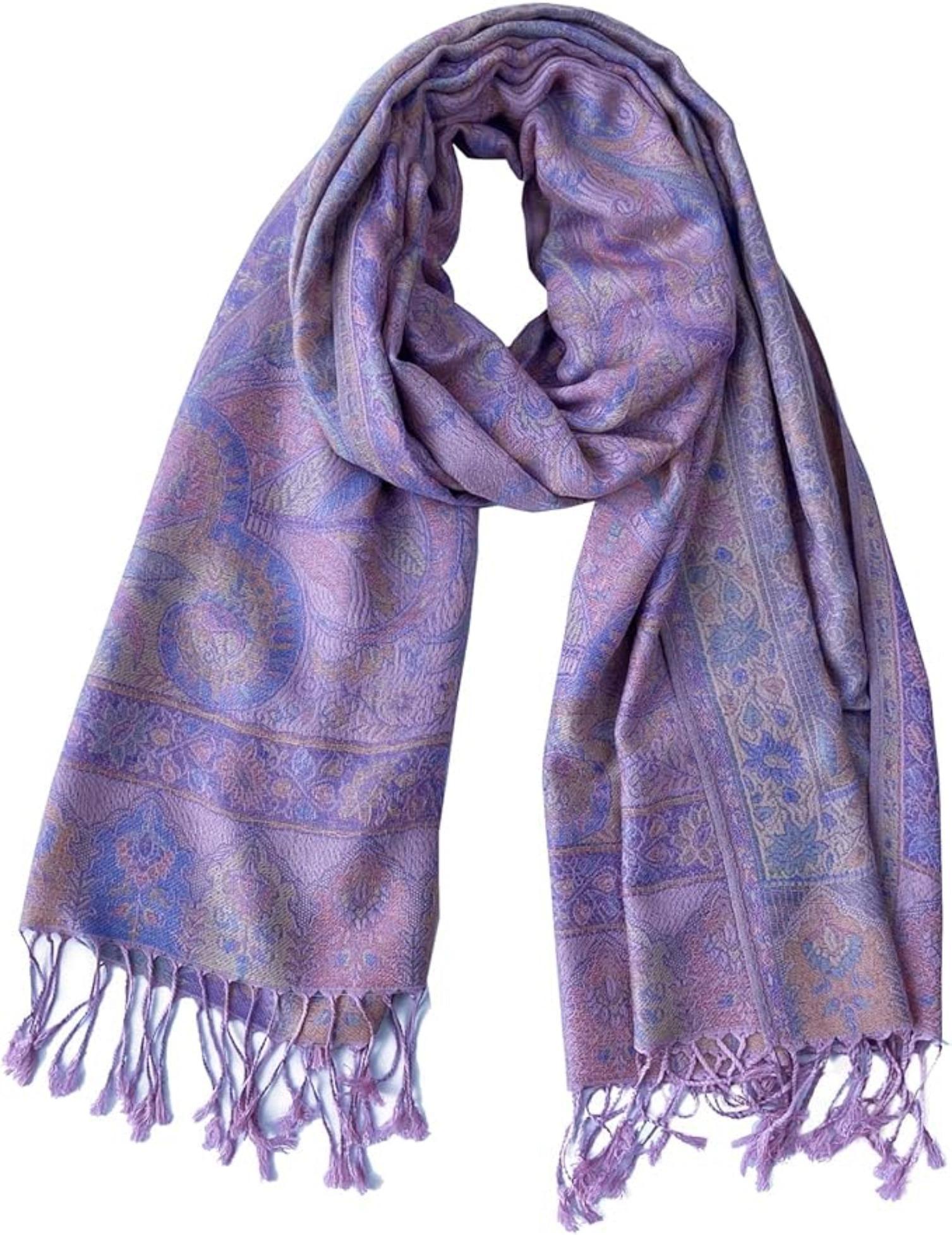 Reversible Soft Pashmina Shawl & Scarf for Women, Jacquard Brocade, Shawl, Sarong or Head Wraps