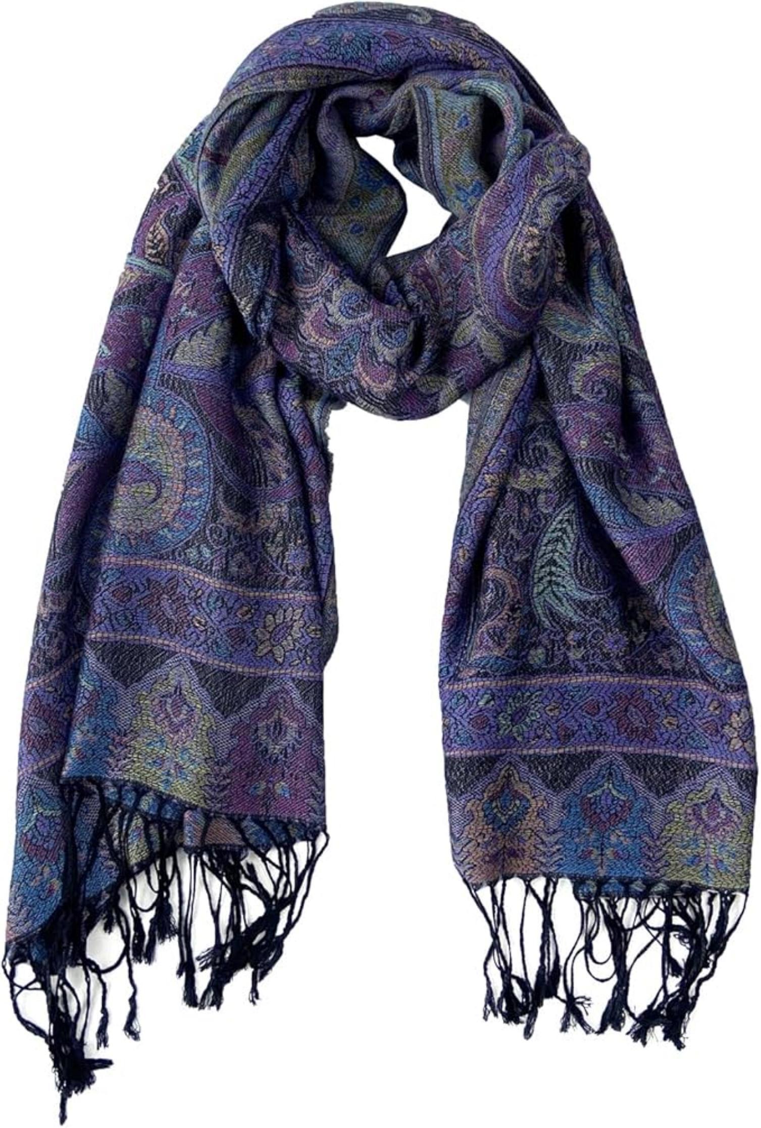 Reversible Soft Pashmina Shawl & Scarf for Women, Jacquard Brocade, Shawl, Sarong or Head Wraps