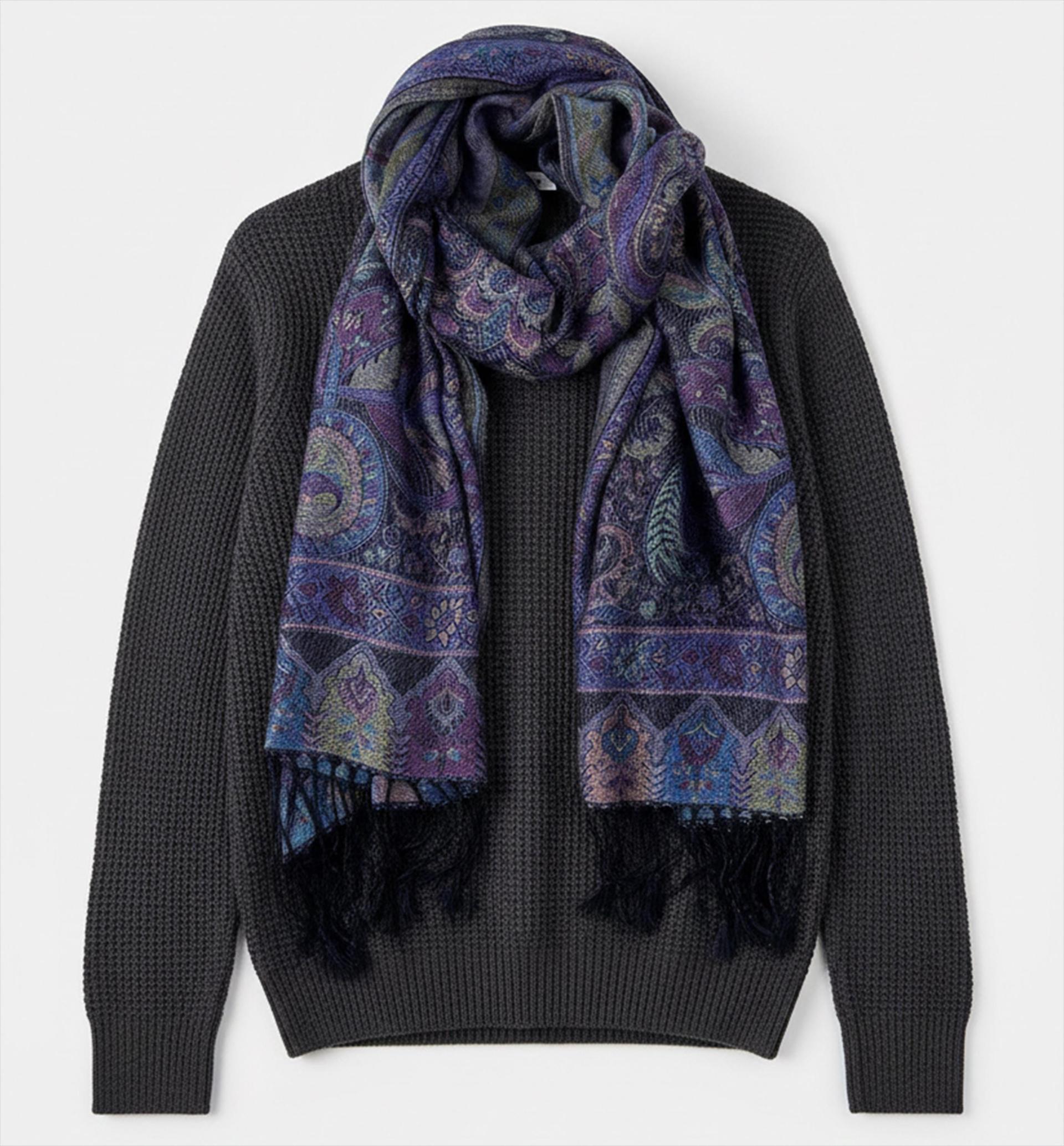 Reversible Soft Pashmina Shawl & Scarf for Women, Jacquard Brocade, Shawl, Sarong or Head Wraps