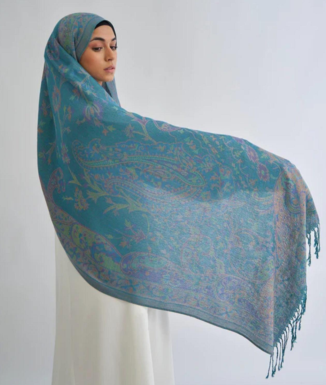 Reversible Soft Pashmina Shawl & Scarf for Women, Jacquard Brocade, Shawl, Sarong or Head Wraps