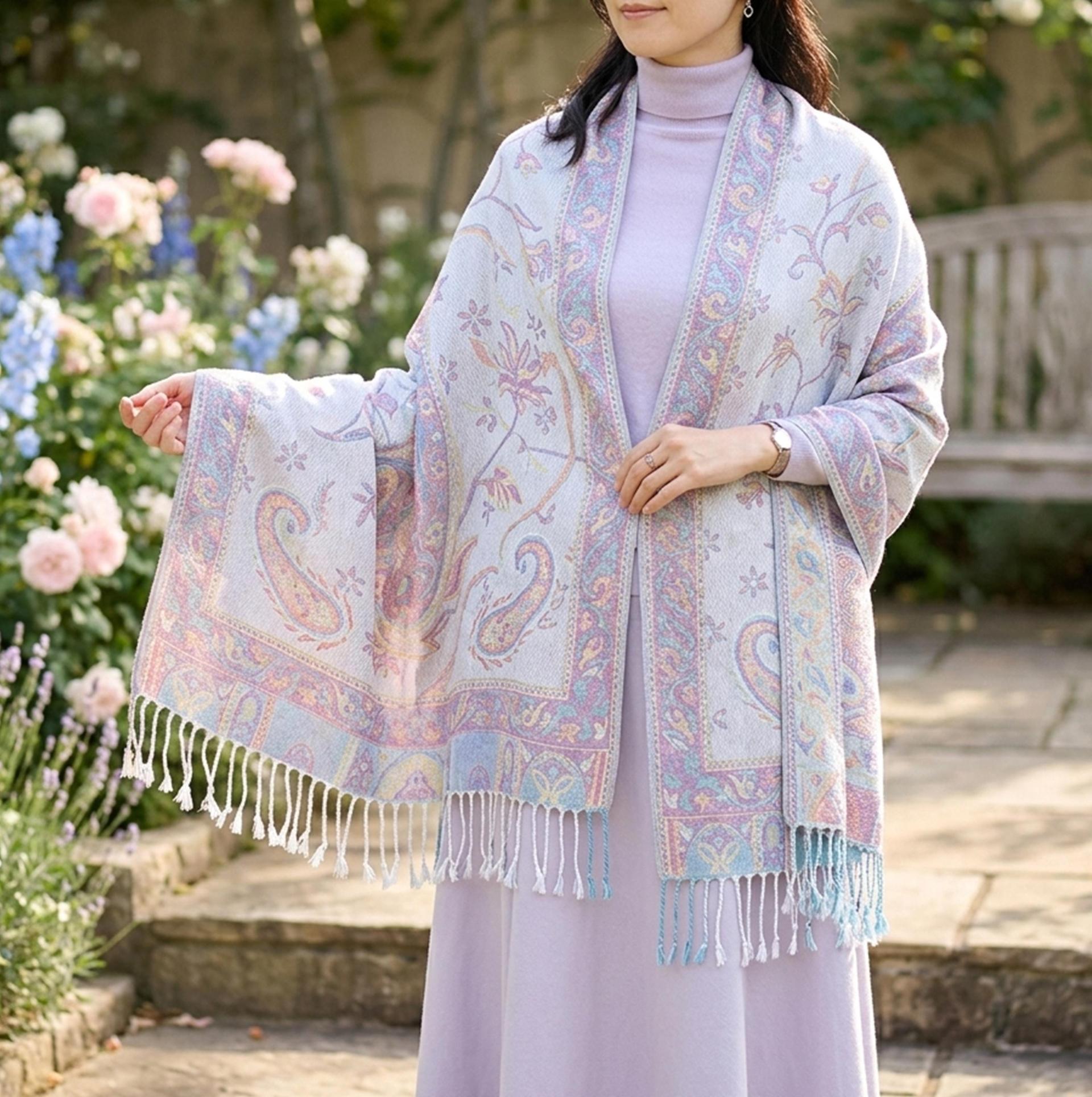 Soft Pashmina Shawl & Scarf for Women, Jacquard Brocade, Shawl, Sarong or Head Wraps