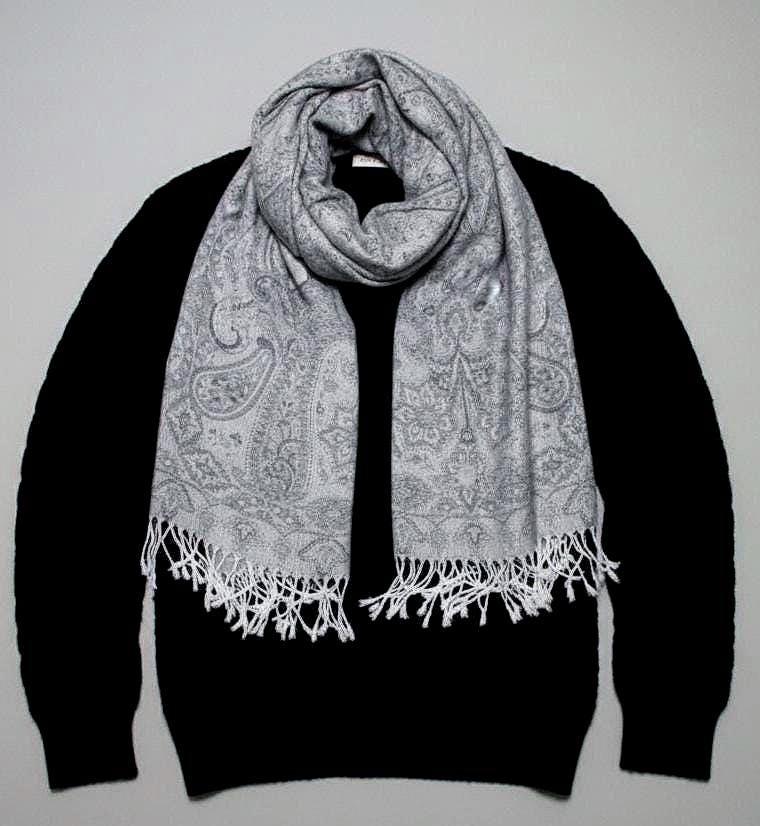 Reversible Soft Pashmina Shawl & Scarf for Women, Jacquard Brocade, Shawl, Sarong or Head Wraps