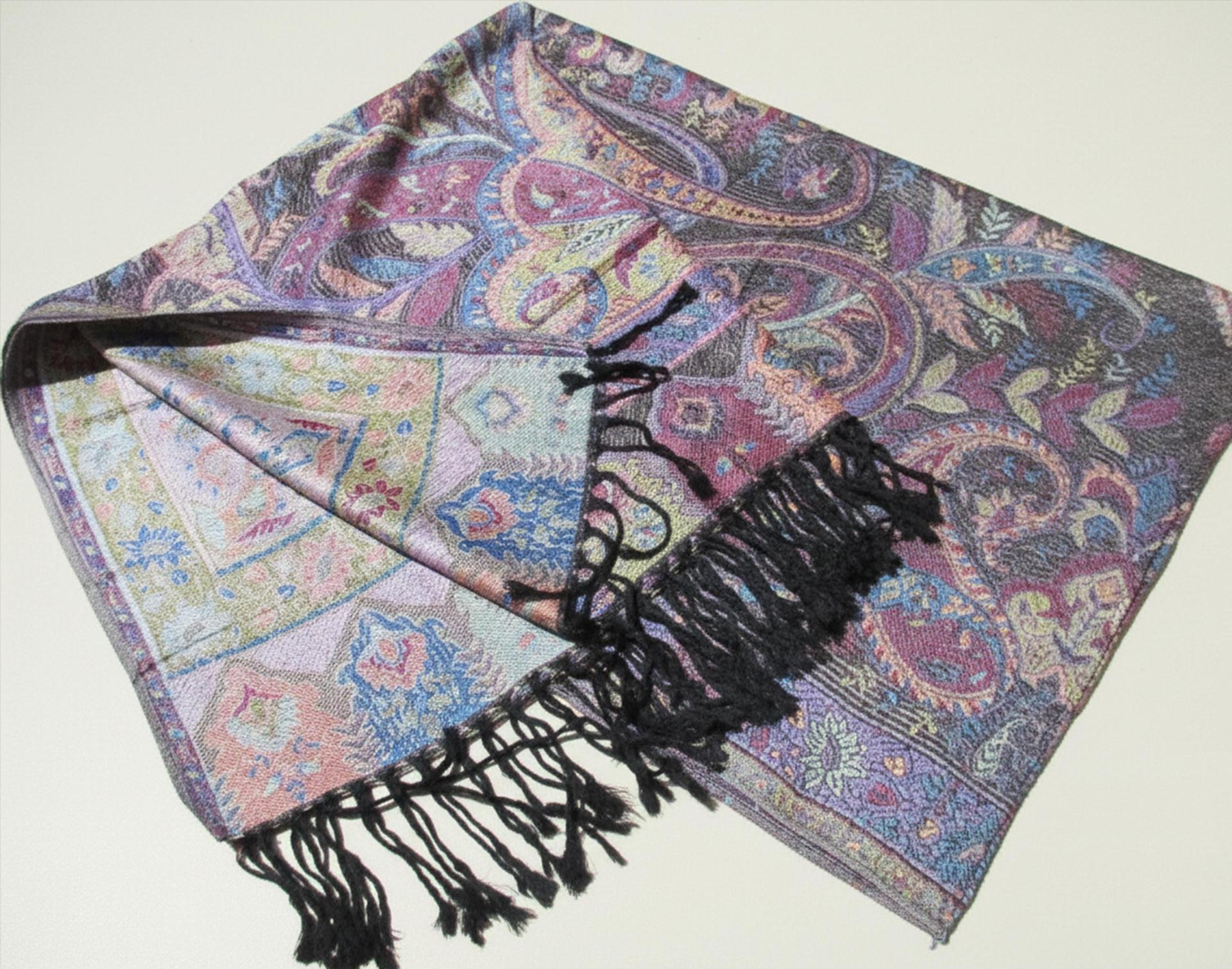 Reversible Soft Pashmina Shawl & Scarf for Women, Jacquard Brocade, Shawl, Sarong or Head Wraps