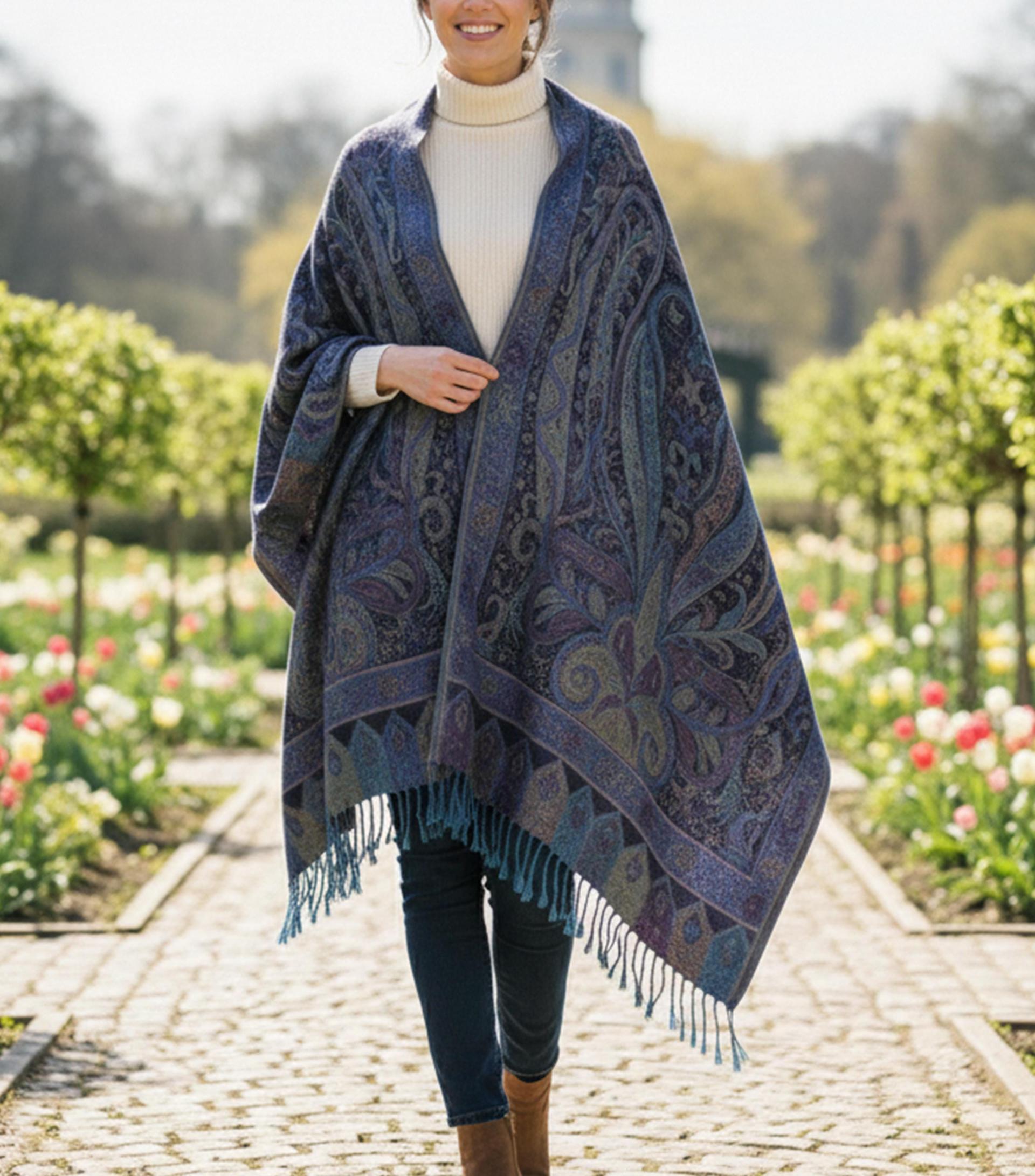 Reversible Soft Pashmina Shawl & Scarf for Women, Jacquard Brocade, Shawl, Sarong or Head Wraps