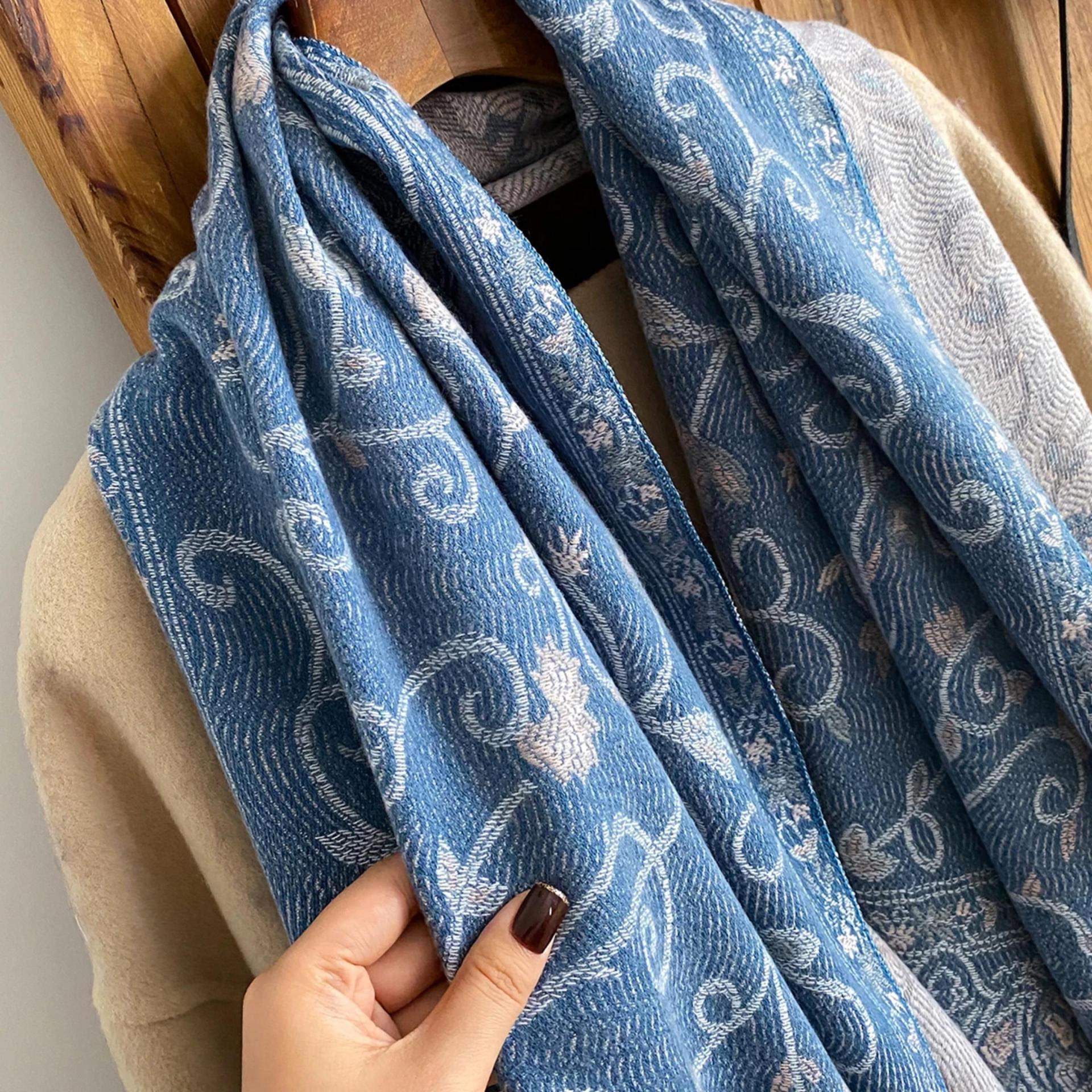 Thick & Soft Pashmina Shawl and Scarf for Women, Jacquard Brocade, Blanket Shawl