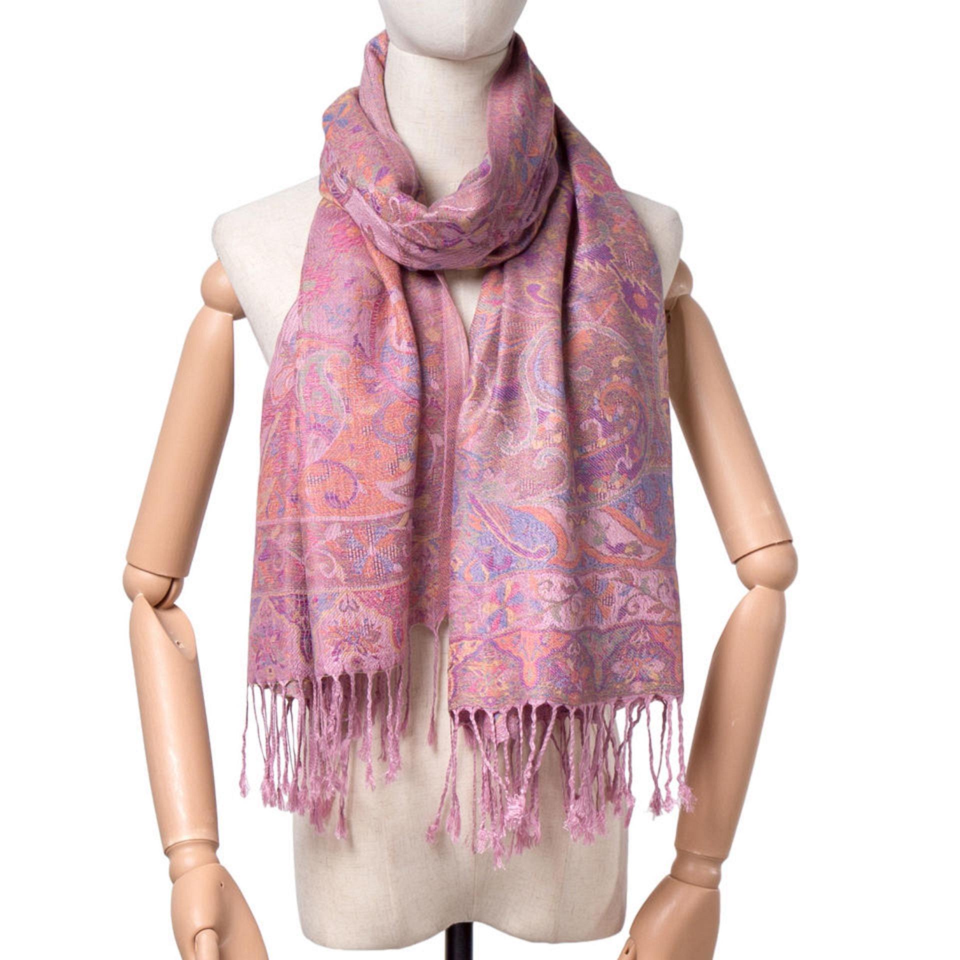 Reversible Soft Pashmina Shawl & Scarf for Women, Jacquard Brocade, Shawl, Sarong or Head Wraps