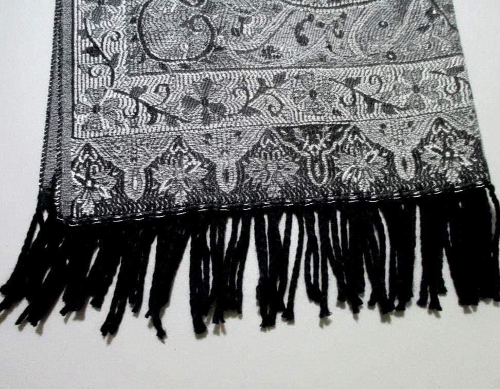 Reversible Thick Soft Pashmina Shawl & Scarf for Women, Jacquard Brocade, Blanket Scarf, Head Wraps