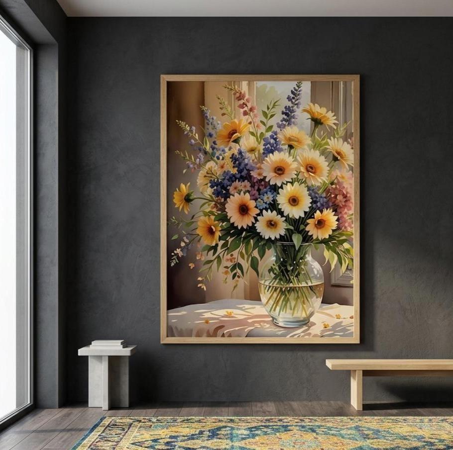 Floral Print - Framed or Unframed - Original Art - Print on Paper