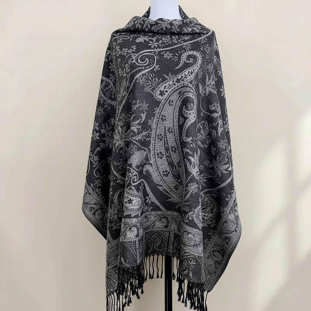 Reversible Soft Pashmina Shawl & Scarf for Women, Jacquard Brocade, Shawl, Sarong or Head Wraps