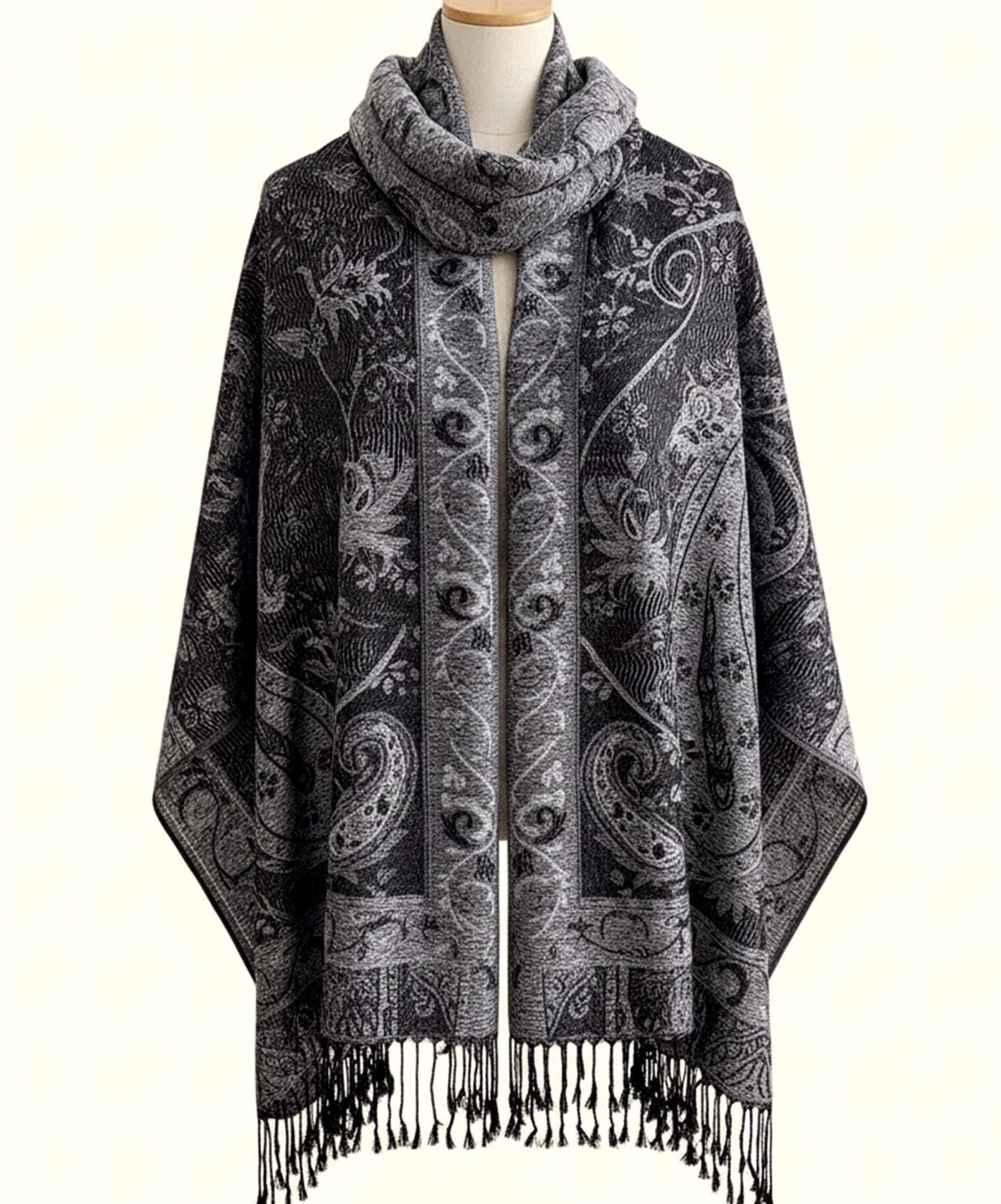 Reversible Soft Pashmina Shawl & Scarf for Women, Jacquard Brocade, Shawl, Sarong or Head Wraps