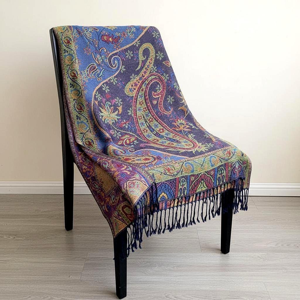 Soft Pashmina Shawl & Scarf for Women, Jacquard Brocade, Shawl, Sarong or Head Wraps