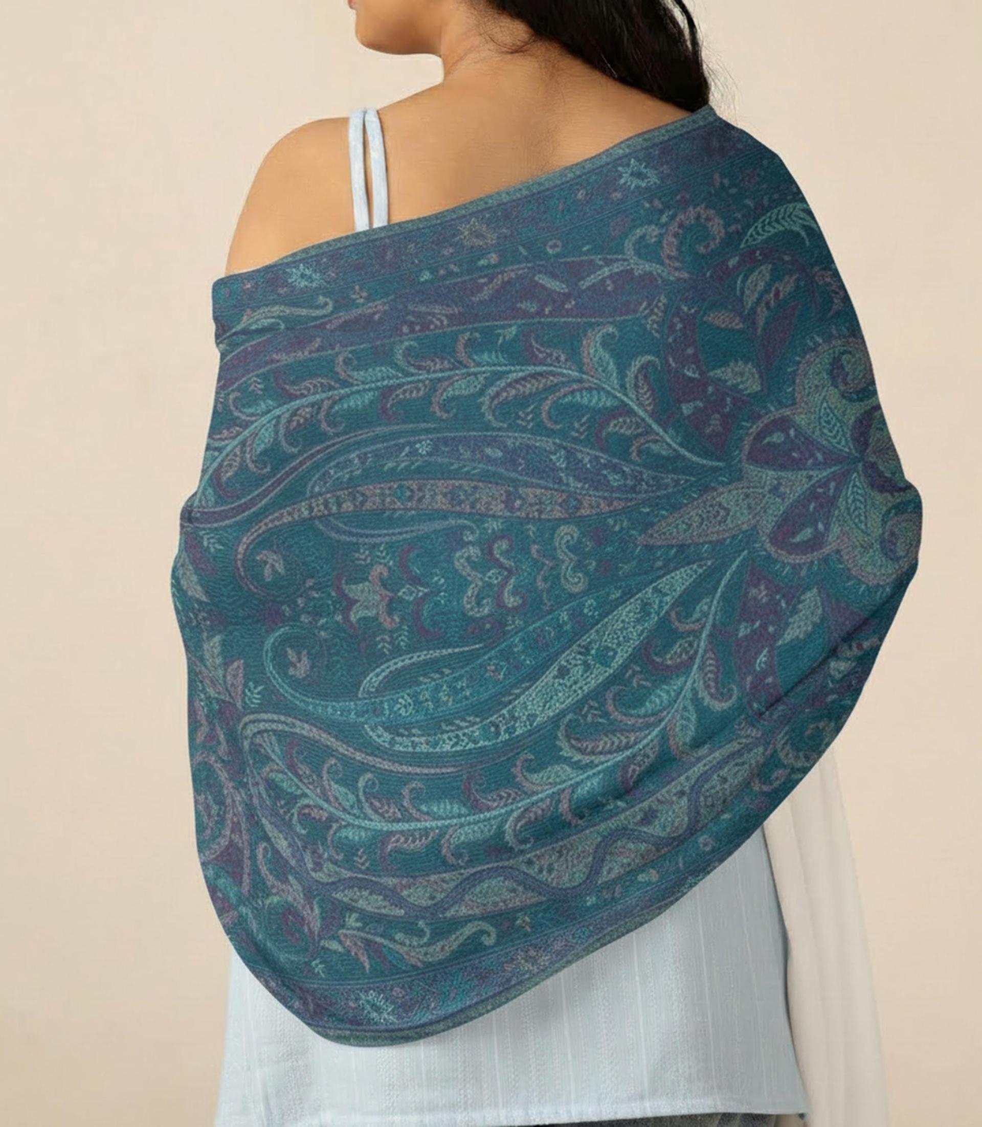 Reversible Soft Pashmina Shawl & Scarf for Women, Jacquard Brocade, Shawl, Sarong or Head Wraps
