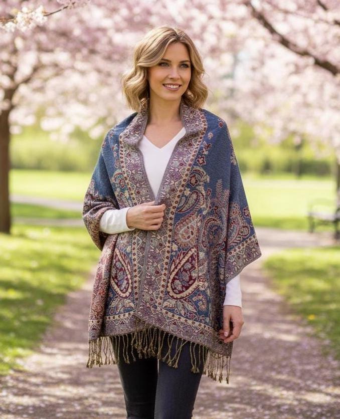 Soft Pashmina Shawl & Scarf for Women, Jacquard Brocade, Shawl, Sarong or Head Wraps