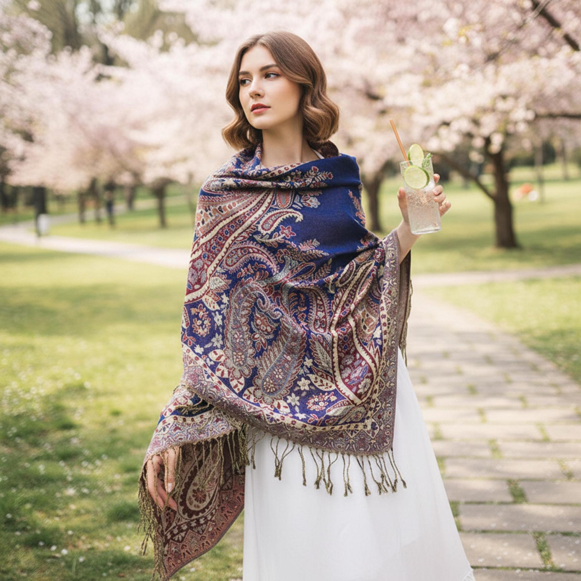 Pashmina Shawl & Scarf for Women, Jacquard Brocade, Shawl, Sarong or Head Wraps