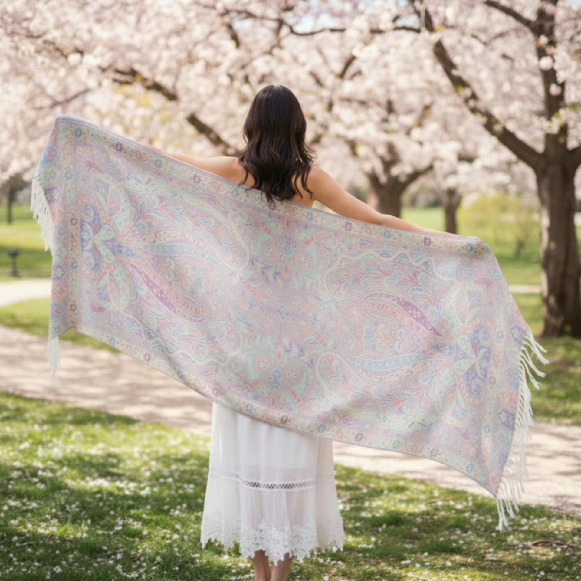 Soft Pashmina Shawl & Scarf for Women, Jacquard Brocade, Shawl, Sarong or Head Wraps