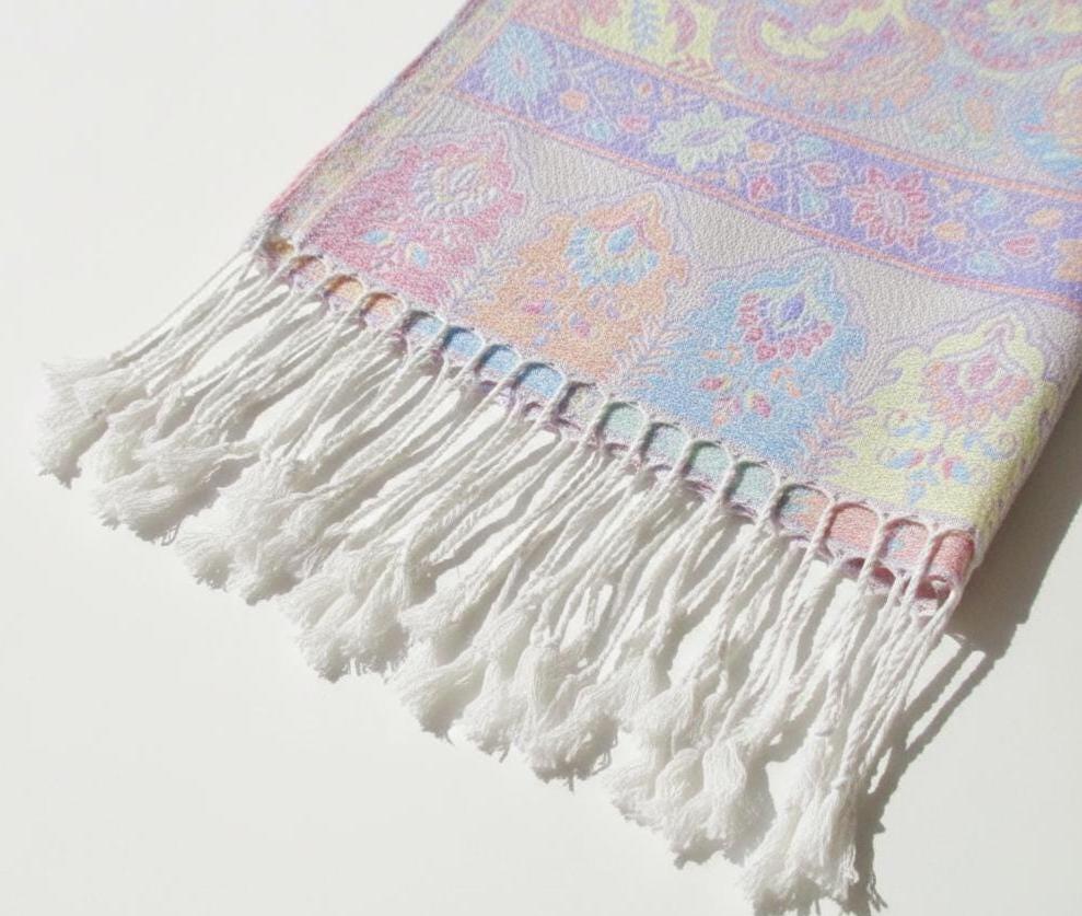 Soft Pashmina Shawl & Scarf for Women, Jacquard Brocade, Shawl, Sarong or Head Wraps
