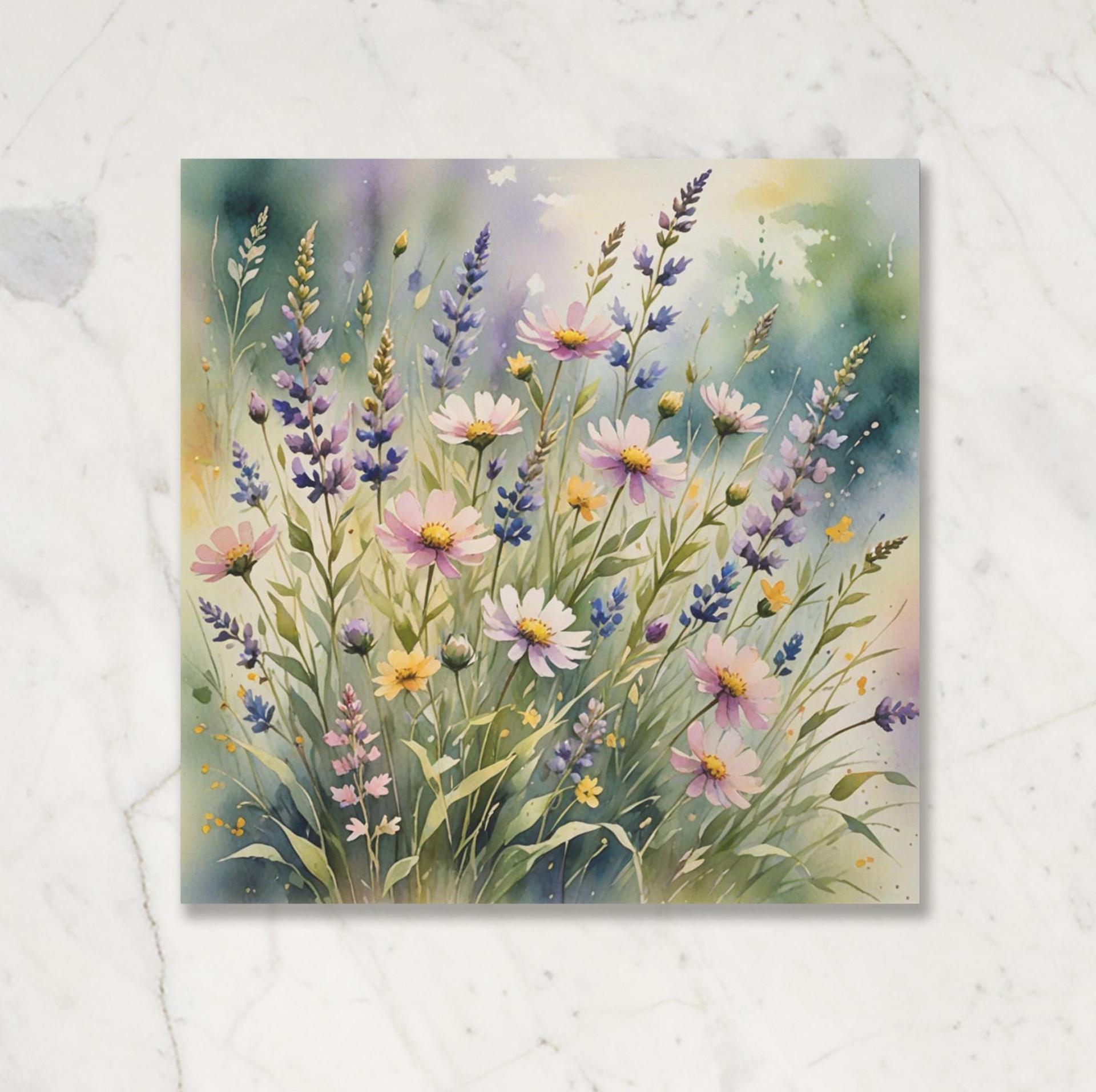 Set of 3 Watercolor Floral Greeting Cards, Blank Inside (5x7 inch)