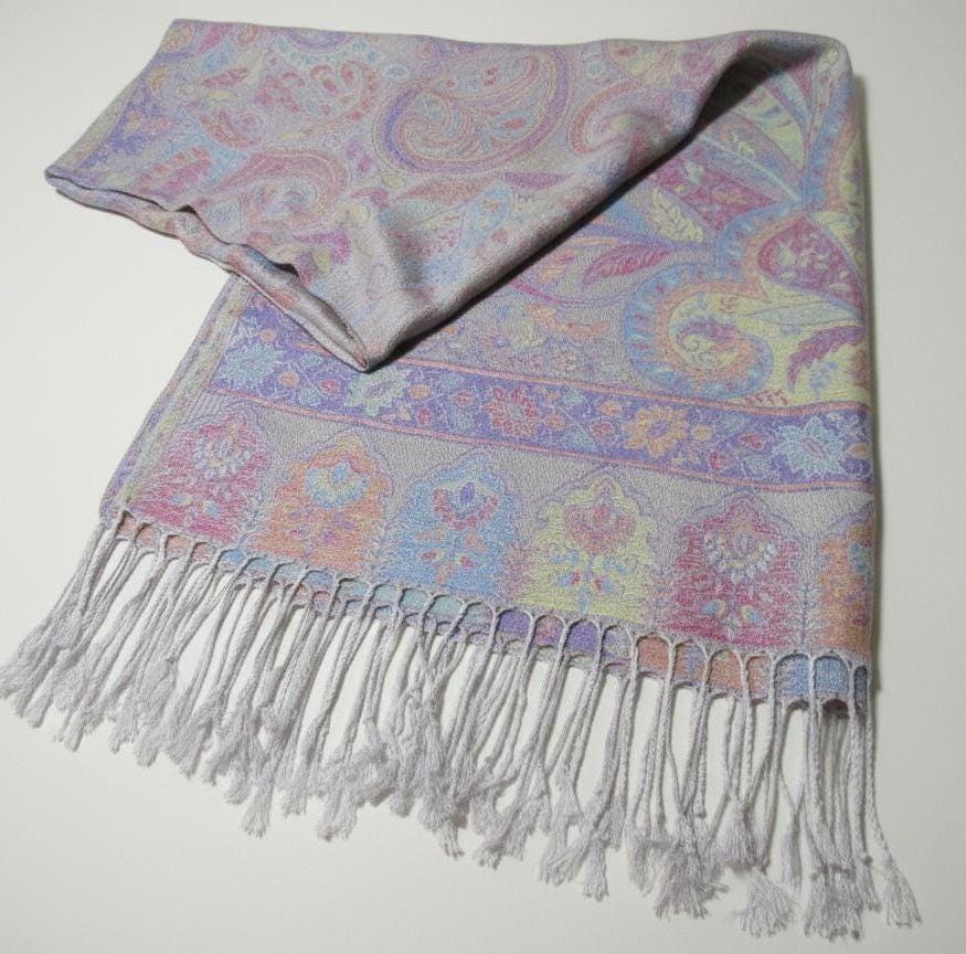 Soft Pashmina Shawl & Scarf for Women, Jacquard Brocade, Shawl, Sarong or Head Wraps