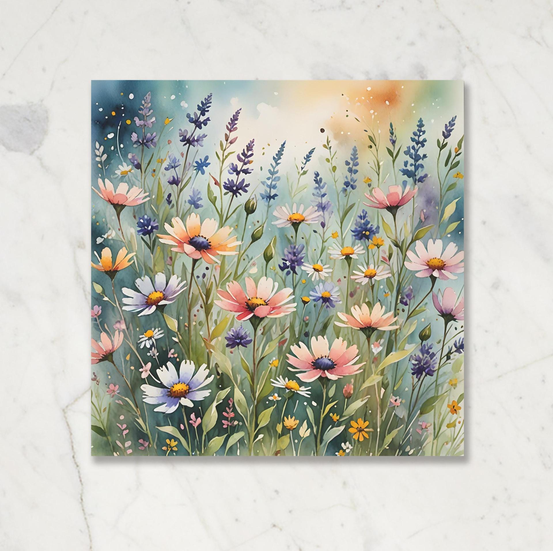Flowers - Original Art Card - Single Card or Bulk 10 Pack of Gift Cards