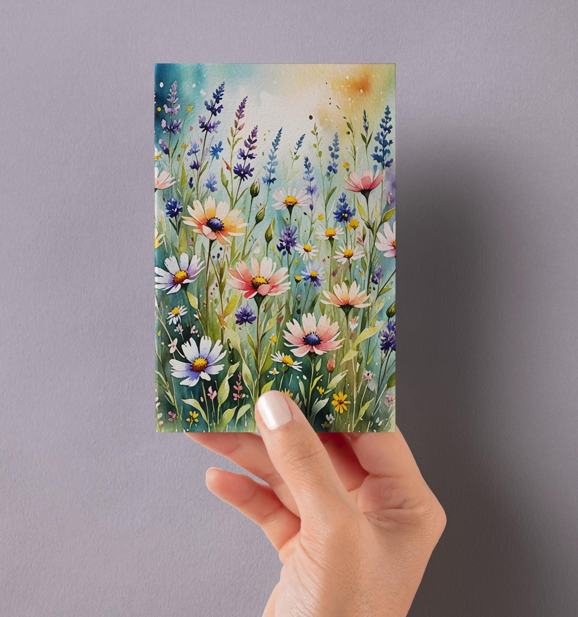 Flowers - Original Art Card - Single Card or Bulk 10 Pack of Gift Cards