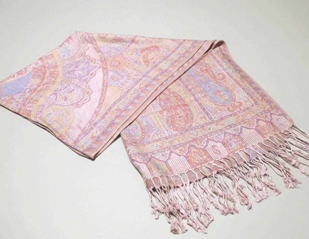 Soft Pashmina Shawl & Scarf for Women, Jacquard Brocade, Lightweight Blanket Shawl