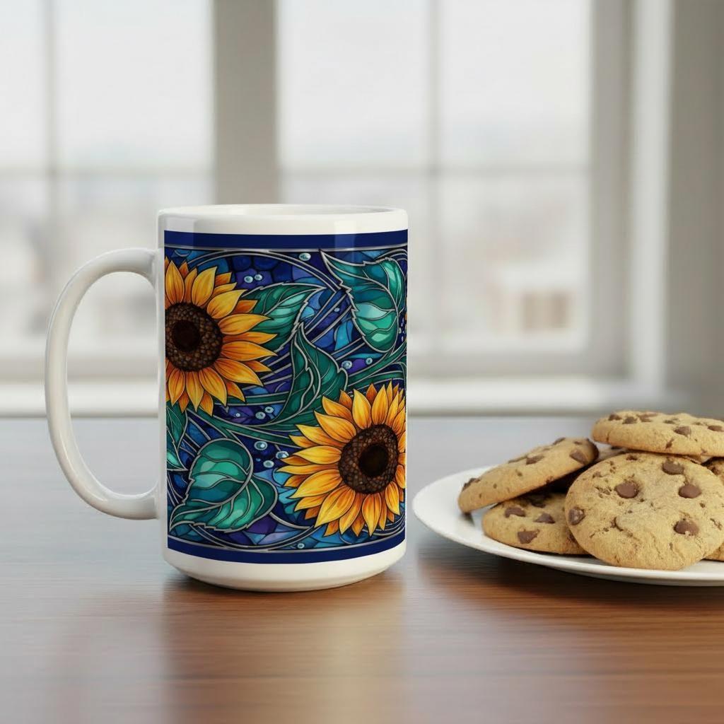 Sunflower Mug - Floral Cups -  Large and Small Ceramic Mugs