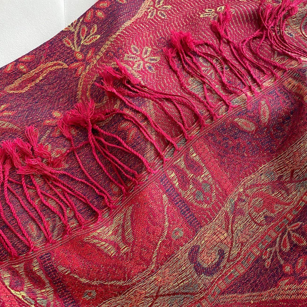 Reversible Soft Pashmina Shawl & Scarf for Women, Jacquard Brocade, Shawl, Sarong or Head Wraps