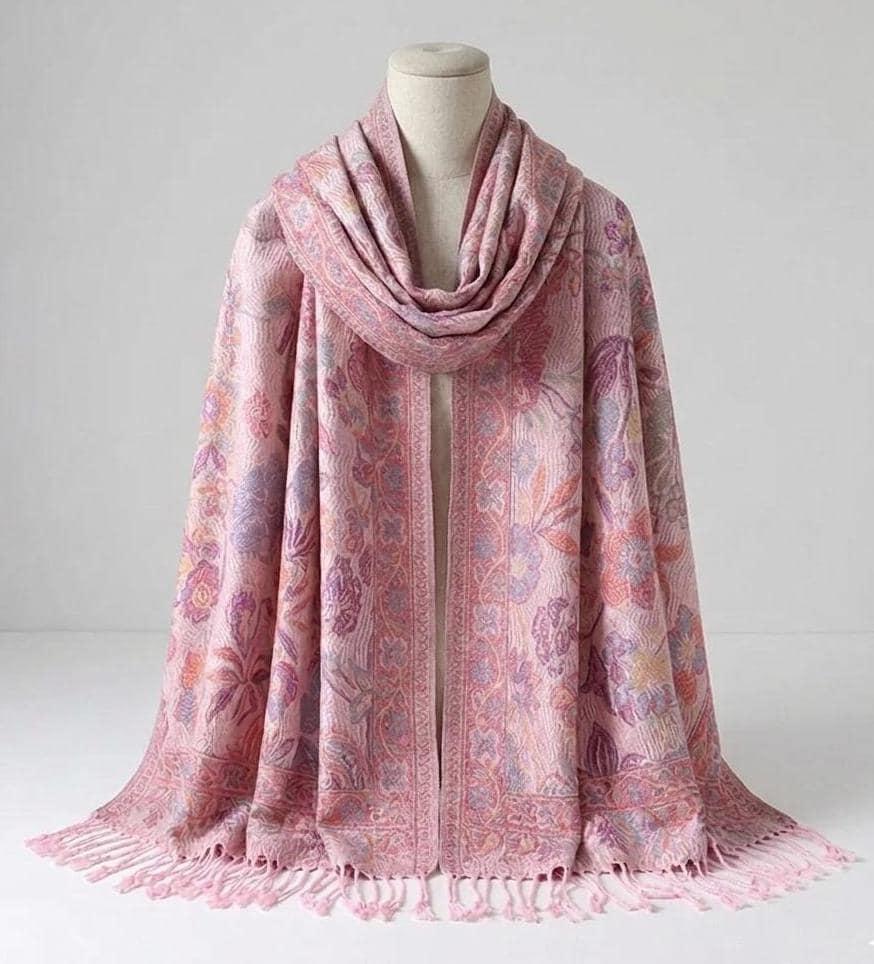 Soft Pashmina Shawl & Scarf for Women, Jacquard Brocade, Lightweight Blanket Shawl