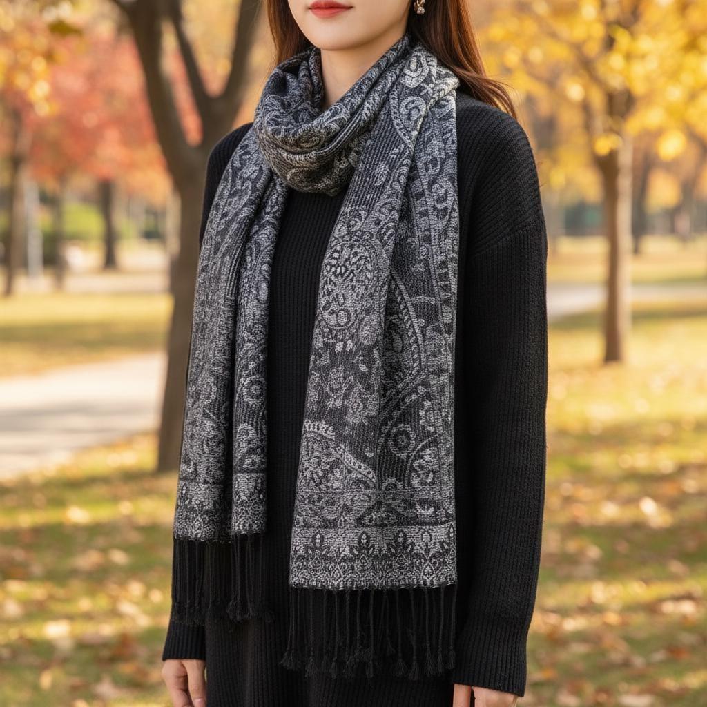 Soft Pashmina Shawl & Scarf for Women, Jacquard Brocade, Blanket Scarf, Head Wraps