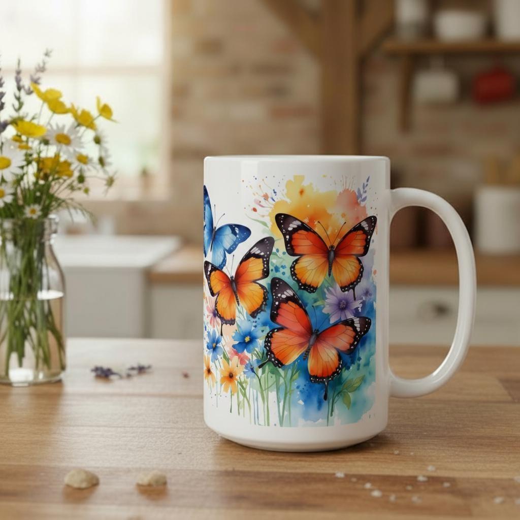 Butterfly - Large and Small Ceramic Mugs