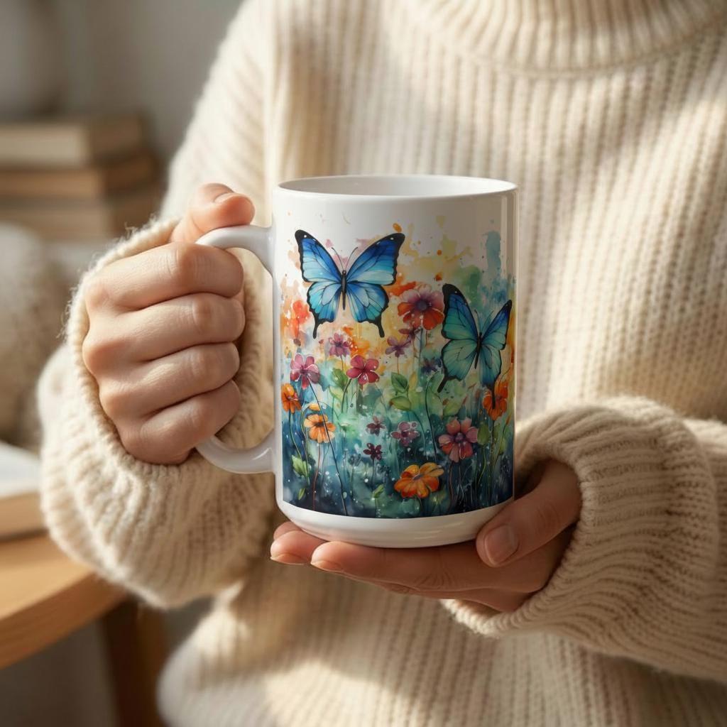 Butterfly - Large and Small Ceramic Mugs