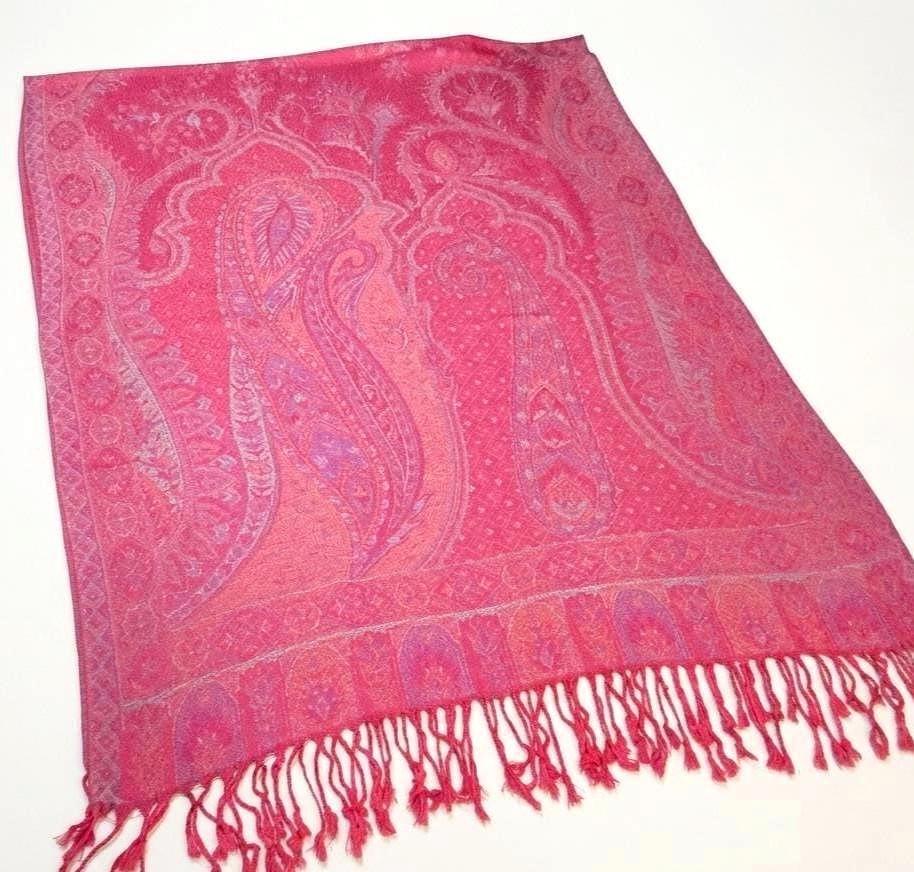 Reversible Soft Pashmina Shawl & Scarf for Women, Jacquard Brocade, Shawl, Sarong or Head Wraps