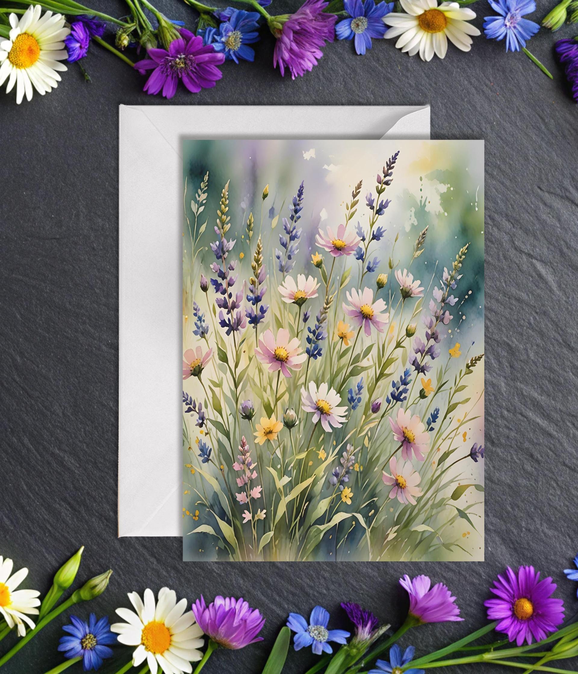Flowers - Original Art Card - Single Card or Bulk 10 Pack of Gift Cards