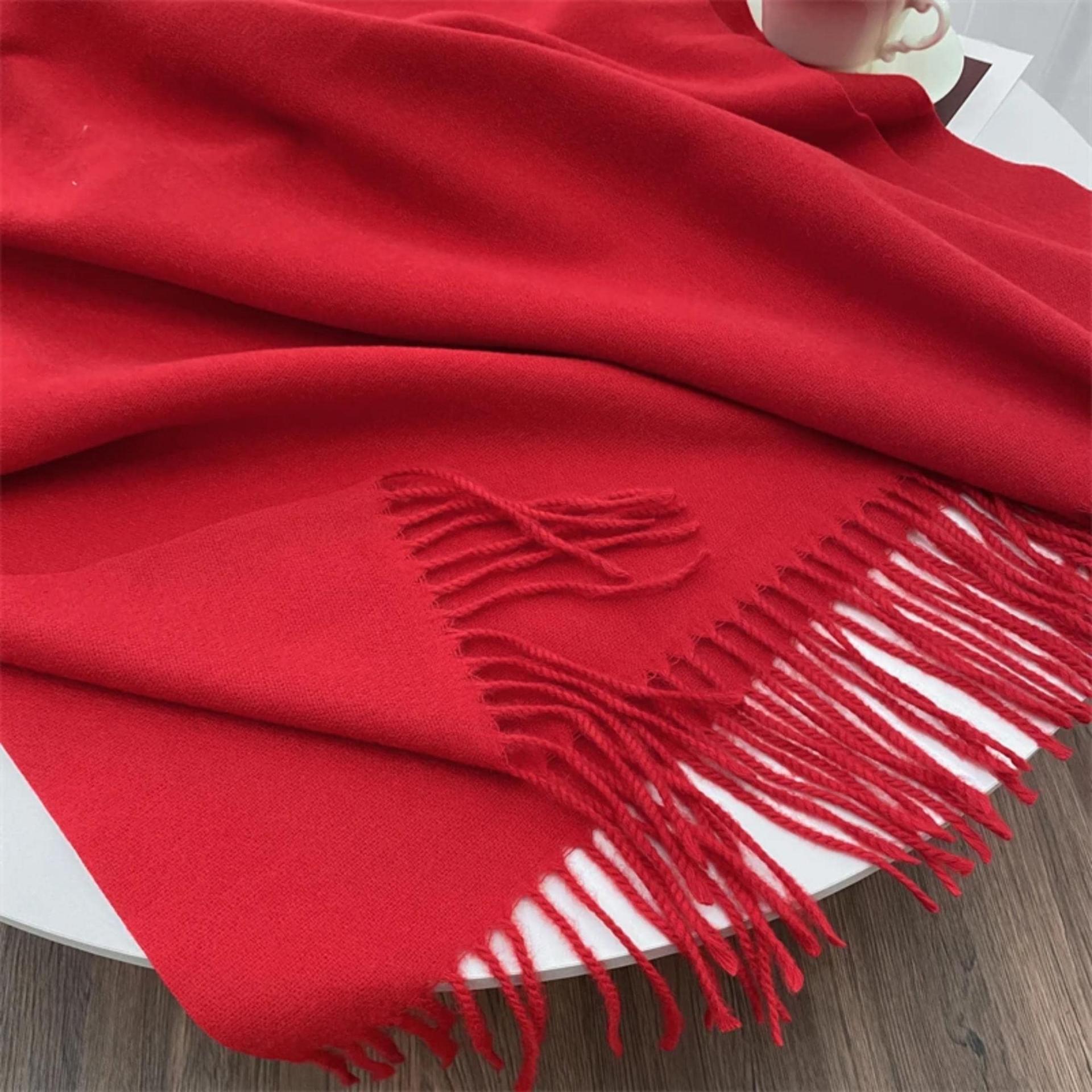 Red Pashmina, Blanket Shawl - Lightweight Wide Scarf and Wrap