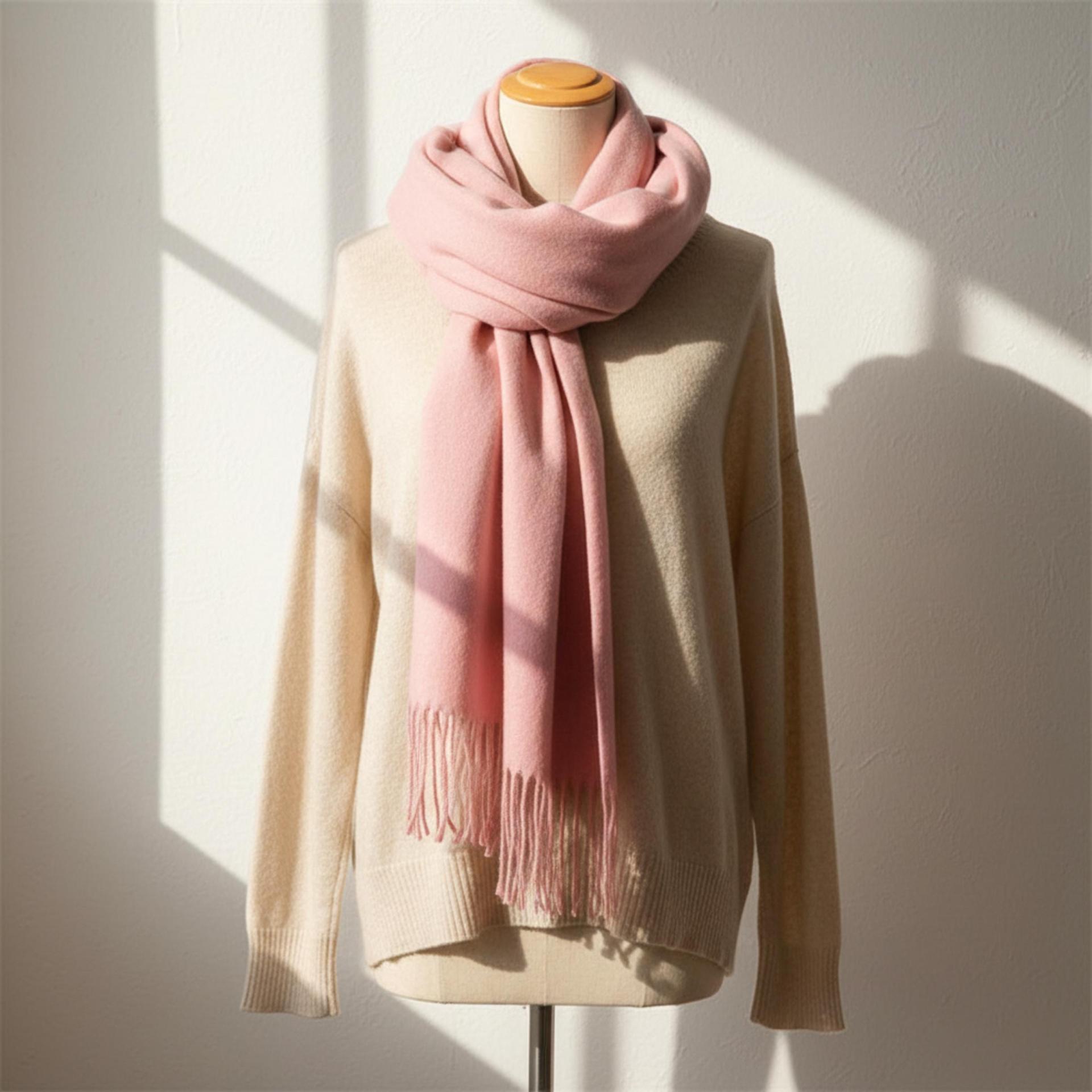 Pink Pashmina, Blanket Shawl - Lightweight Wide Scarf and Wrap