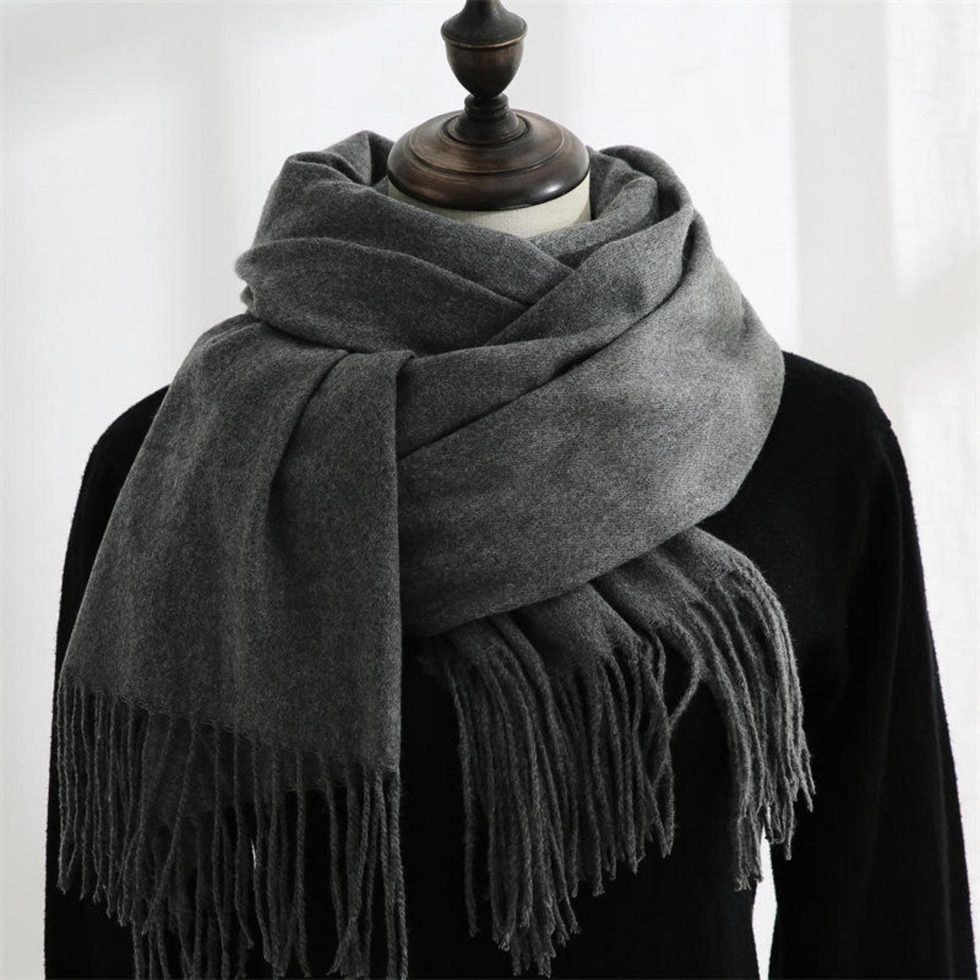 Dark Grey Pashmina, Blanket Shawl - Lightweight Wide Scarf and Wrap