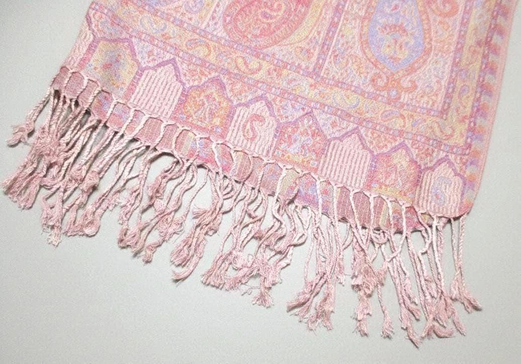 Soft Pashmina Shawl & Scarf for Women, Jacquard Brocade, Lightweight Blanket Shawl