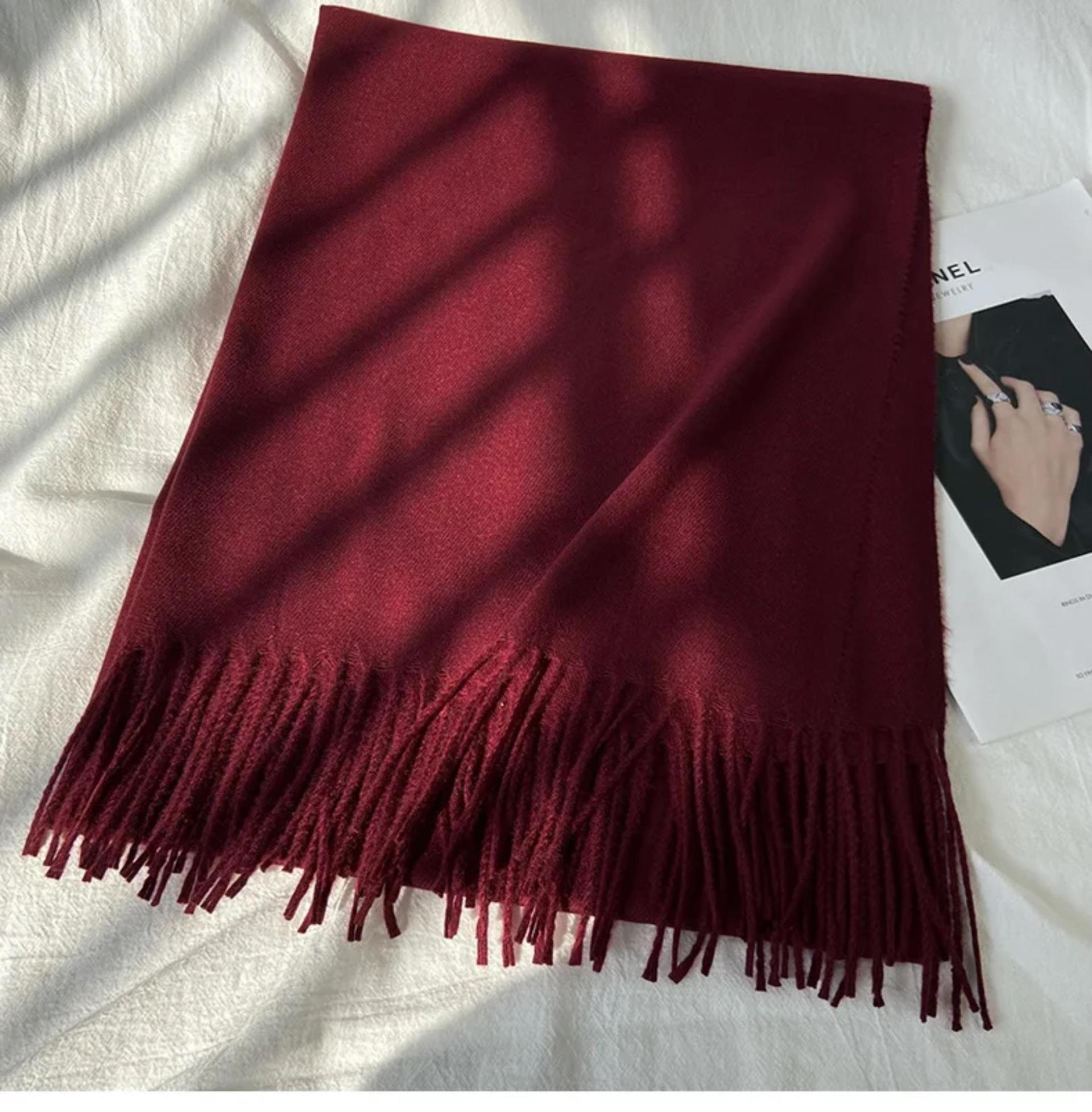 Wine Blanket Shawl - Thick Cashmere Wool Blend - Super Soft Wrap