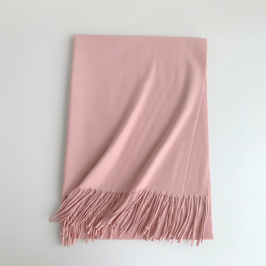 Pink Blanket Shawl - Thick Cashmere Wool Blend - Super Soft Wrap