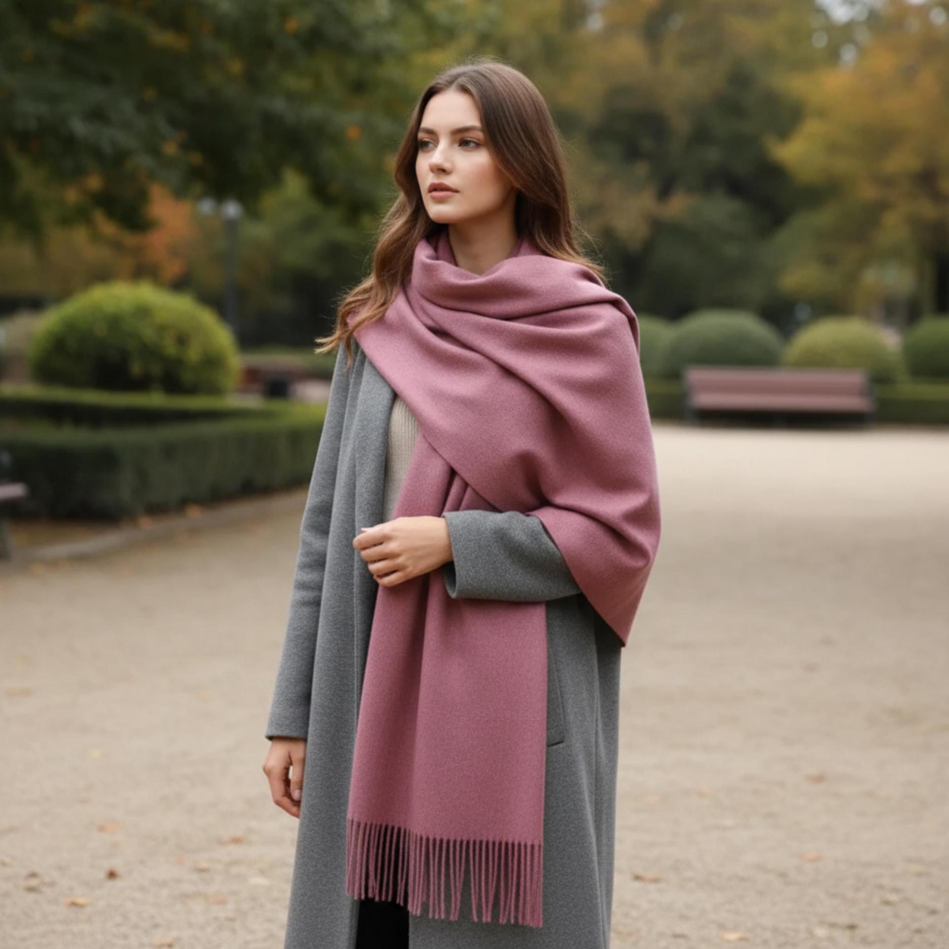 Rose Blanket Shawl - Thick Cashmere Wool Blend - Super Soft Wrap